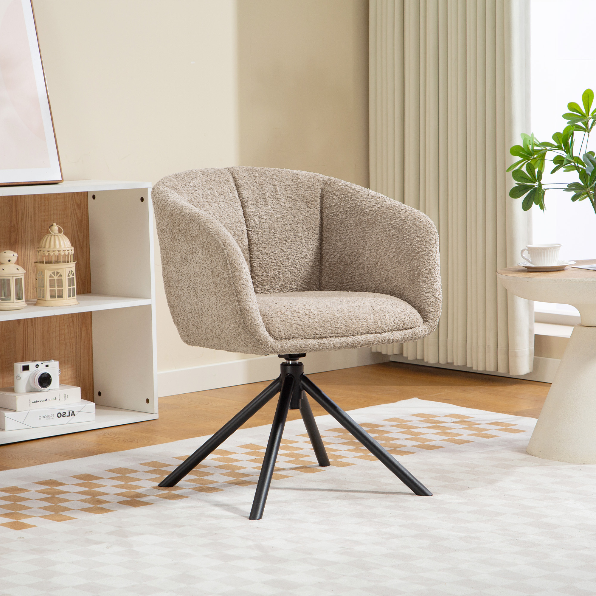 HOMCOM Sessel Loungesessel mit Armlehne, Leinenoptik, Esszimmerstuhl drehba günstig online kaufen