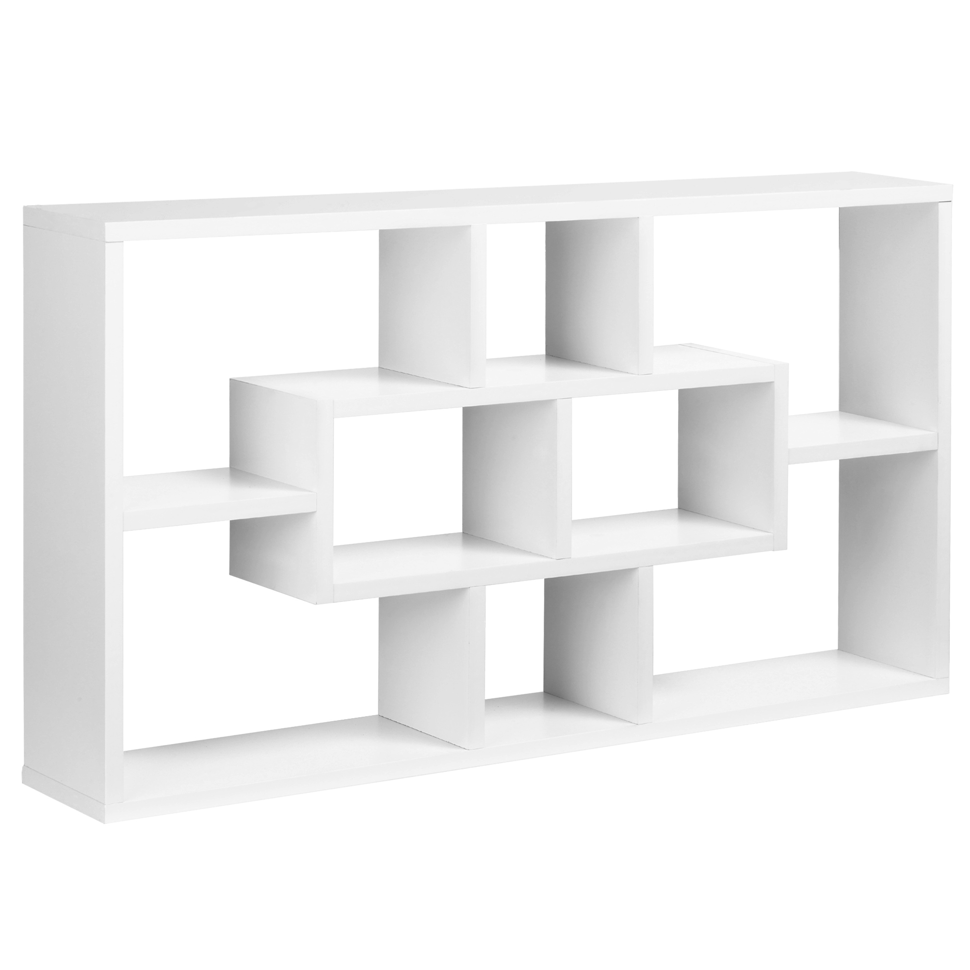 HOMCOM Libreria a Parete in Legno con 8 Scomparti di 3 Dimensioni Diverse, 85x47.5x14.5cm, Bianco, Mensola da Muro Moderna   Aosom