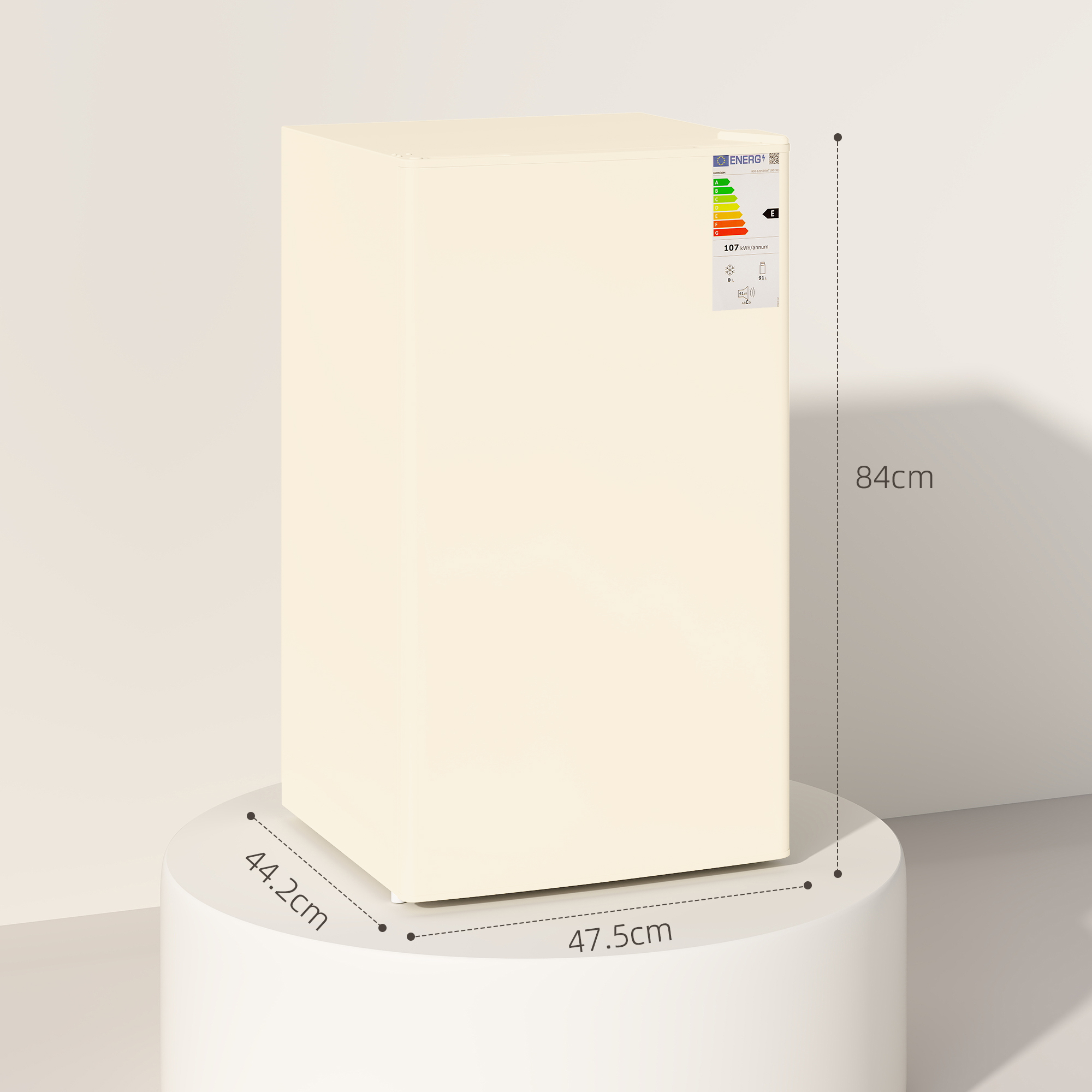 HOMCOM 91 Litre Freestanding Under Counter Fridge Freezer, Small Fridge with Chiller Box, Adjustable Thermostat, 47.5cm Wide, Beige 3