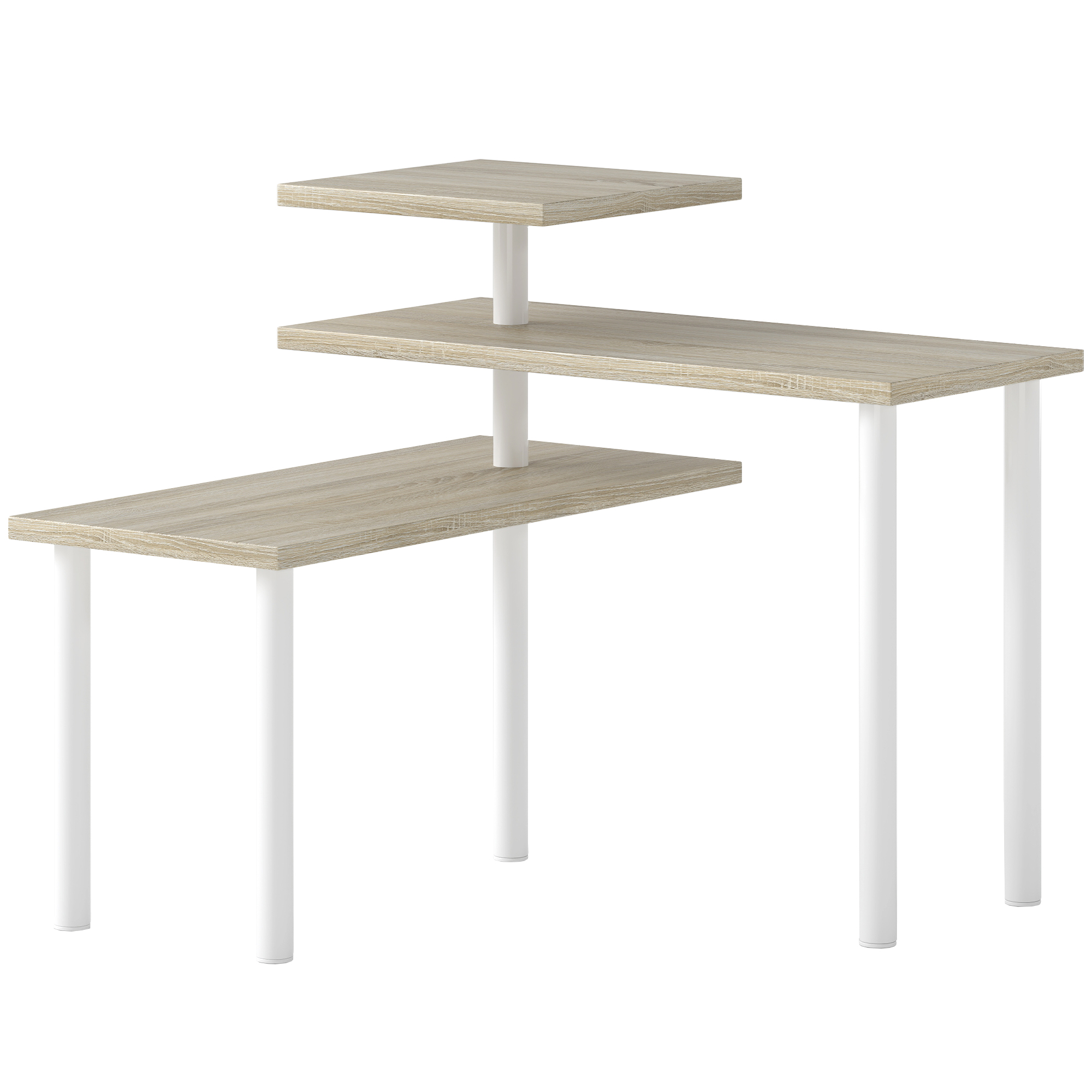 HOMCOM Estantería de Cocina de 3 Niveles con 3 Baldas Giratorias Marco de Metal y Diseño Escalonado para Comedor Salón Natural