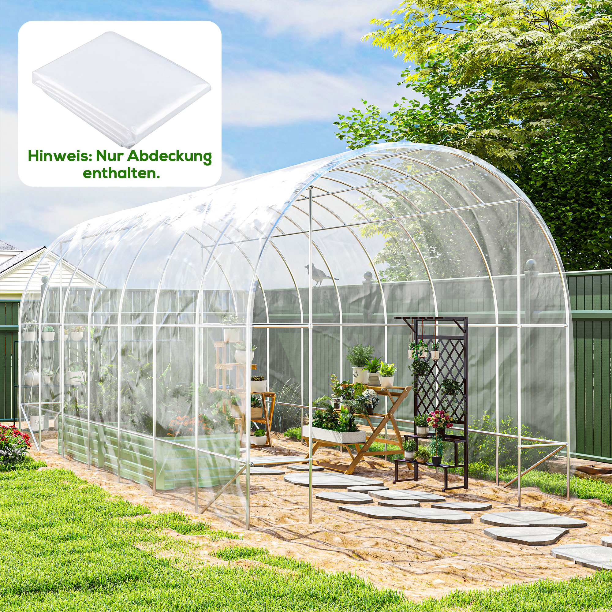 Outsunny Gewächshausfolie 7x8 m wasserdicht Gartenfolie mit UV Schutz, Extr günstig online kaufen