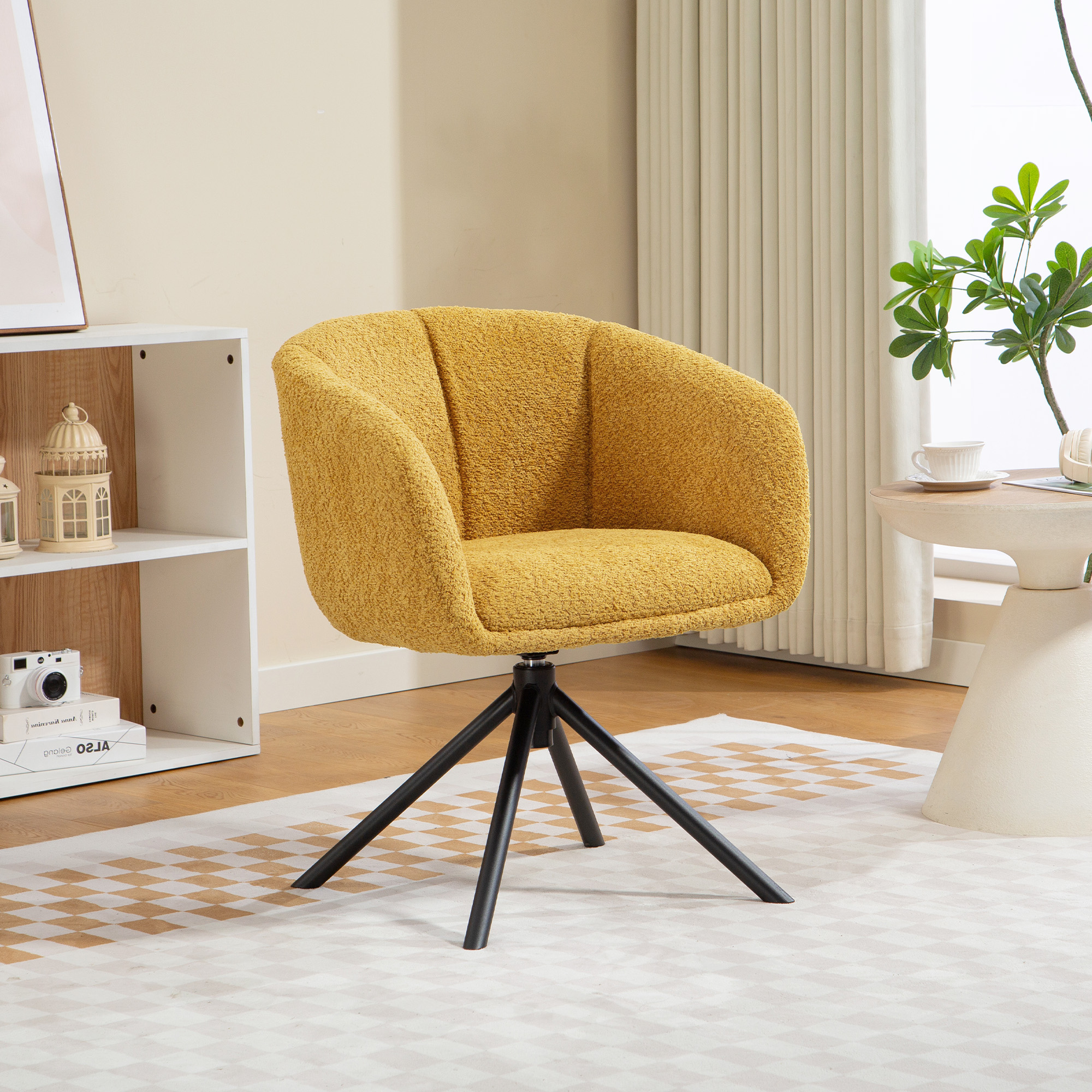HOMCOM Sessel Loungesessel mit Armlehne, Leinenoptik, Esszimmerstuhl drehba günstig online kaufen