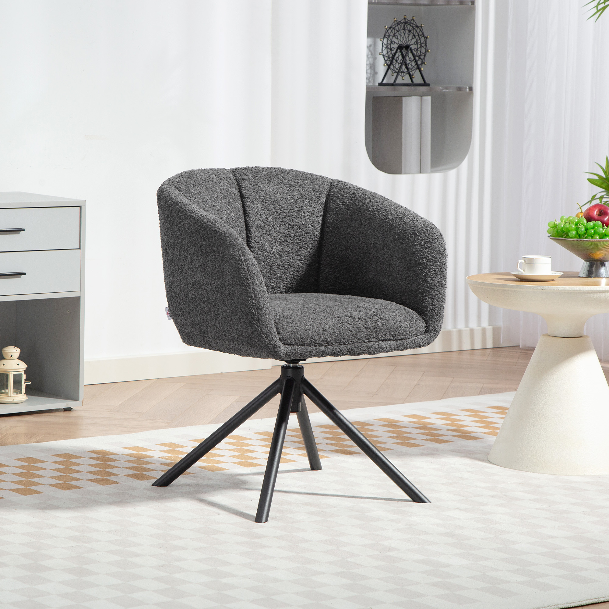 HOMCOM Sessel Loungesessel mit Armlehne, Leinenoptik, Esszimmerstuhl drehba günstig online kaufen