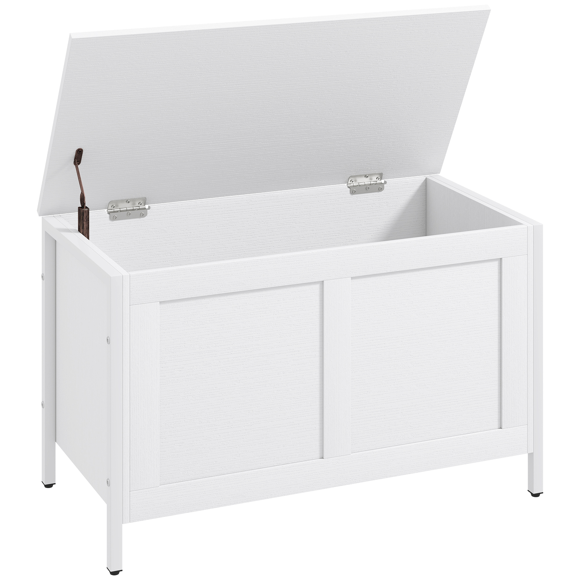 HOMCOM Cassapanca in Legno con Cerniere di Sicurezza, Panca Contenitore Baule Portagiochi Capacità 127L per Ingresso e Camera, 100x40x45 cm, Bianco