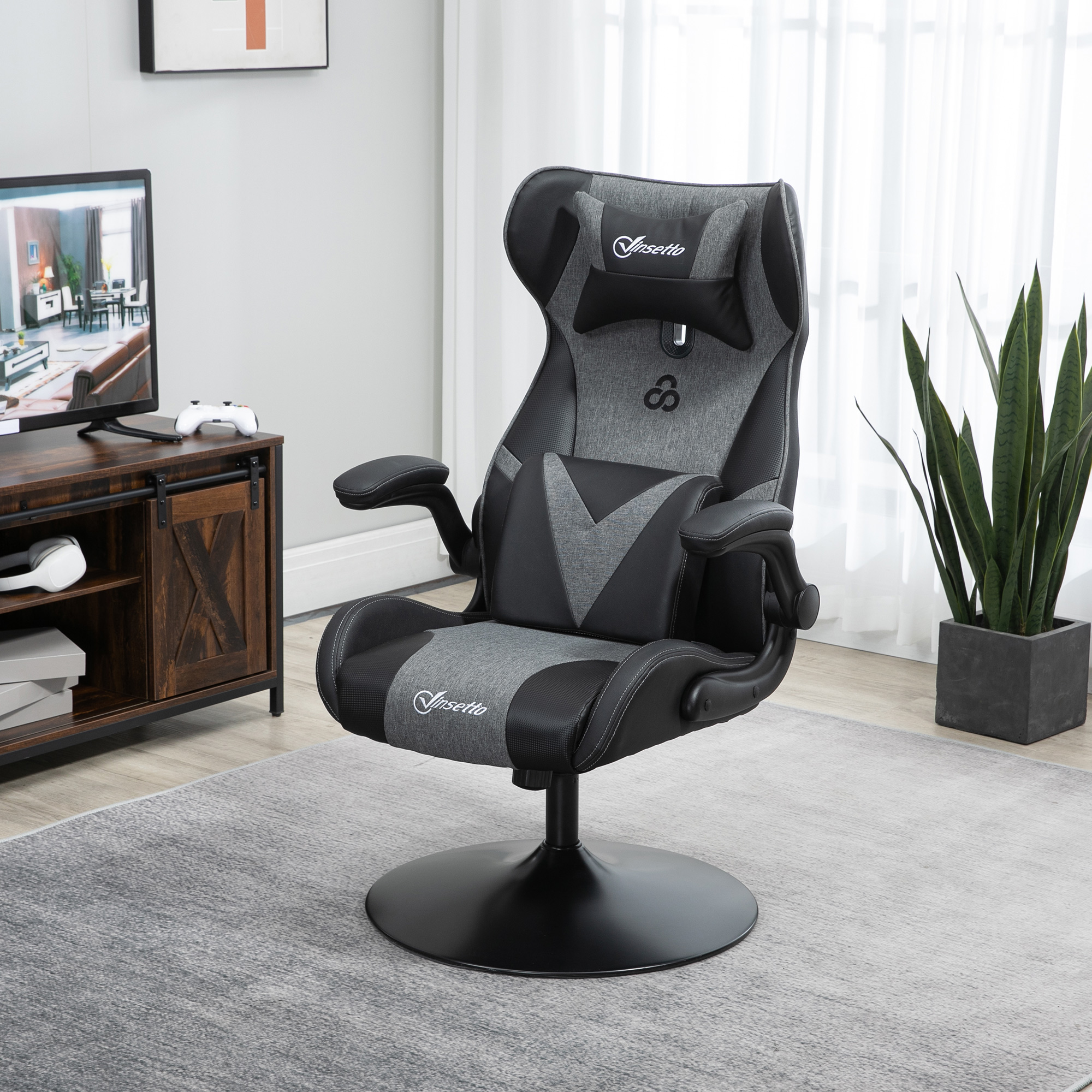 Vinsetto Gaming Stuhl Ergonomischer Gamer Stuhl mit Verstellbar Armlehne, L günstig online kaufen
