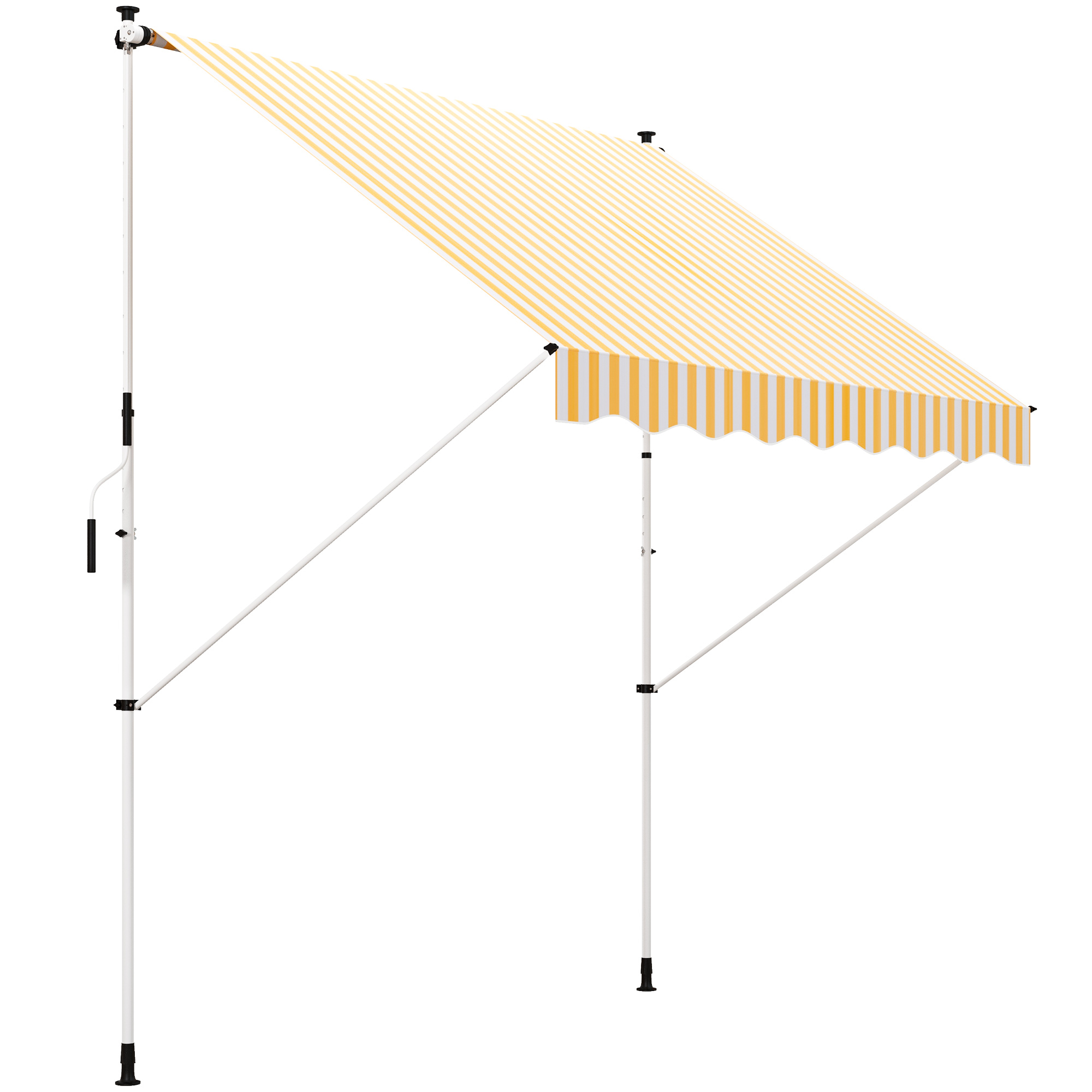 Outsunny Toldo Manual Retráctil Amarillo para Exterior 300x150x170-280 cm con Manivela Altura Ajustable Protección Solar | Aosom España