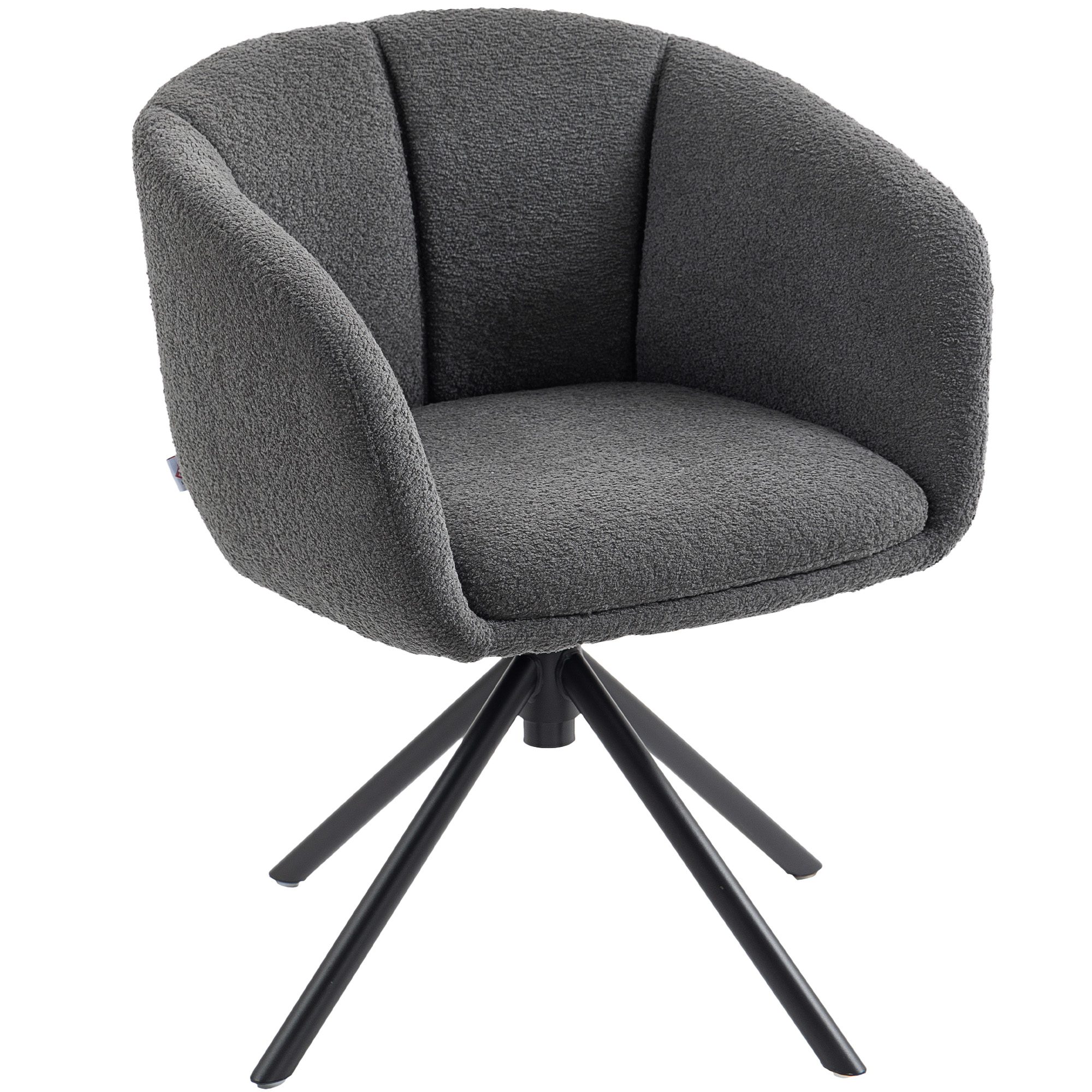 HOMCOM Fauteuil, fauteuil rembourré avec coque de siège confortable, pivotant, revêtement moelleux, jusqu'à 120 kg, Gris foncé