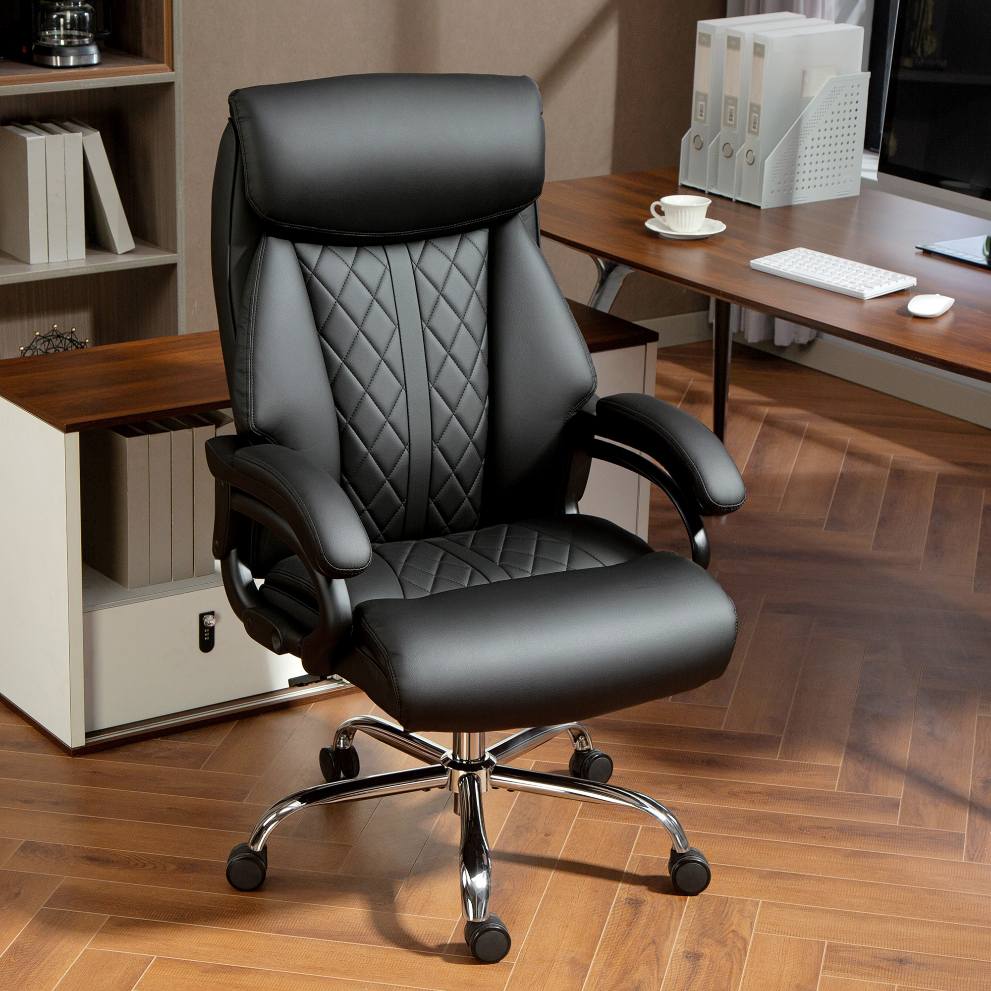 HOMCOM Executive Office Chair with Spring Padding Black 2