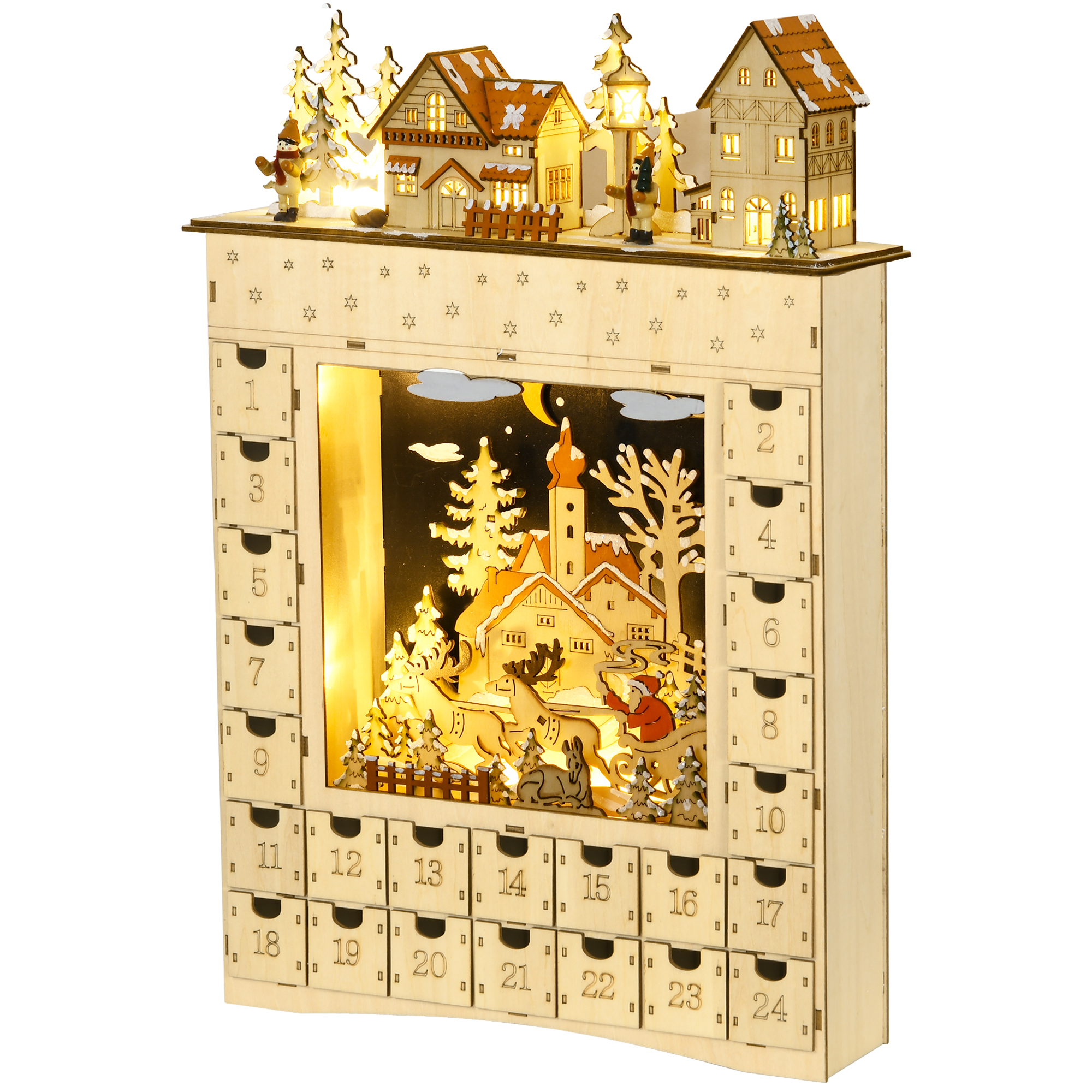 HOMCOM Adventskalender zum Befüllen 24 Schubladen Fächer Weihnachtskalender günstig online kaufen