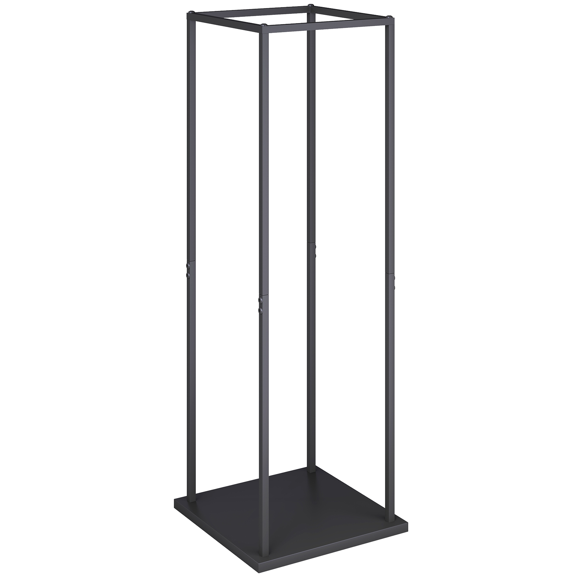 Outsunny Estante de Leña Metálico de Chimenea Soporte para Leña con Base Elevada Carga 100 kg 33x33x110 cm Negro