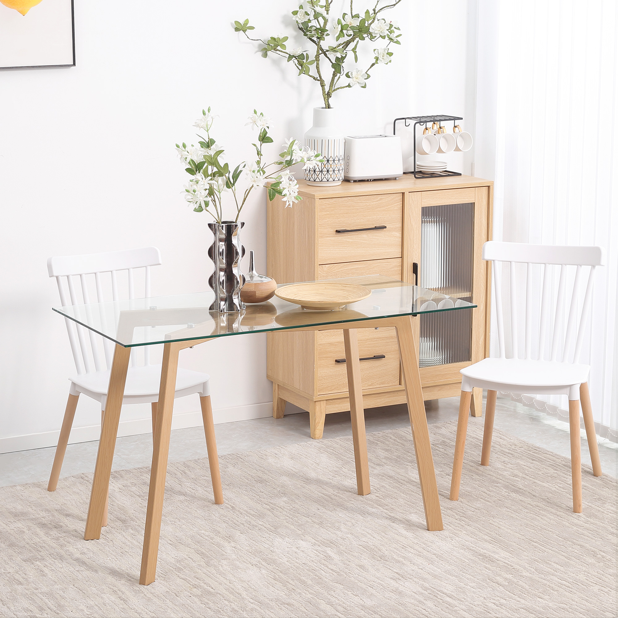 HOMCOM Esstisch Glas Küchentisch 120 x 60 cm Esszimmertisch für 4 Personen günstig online kaufen