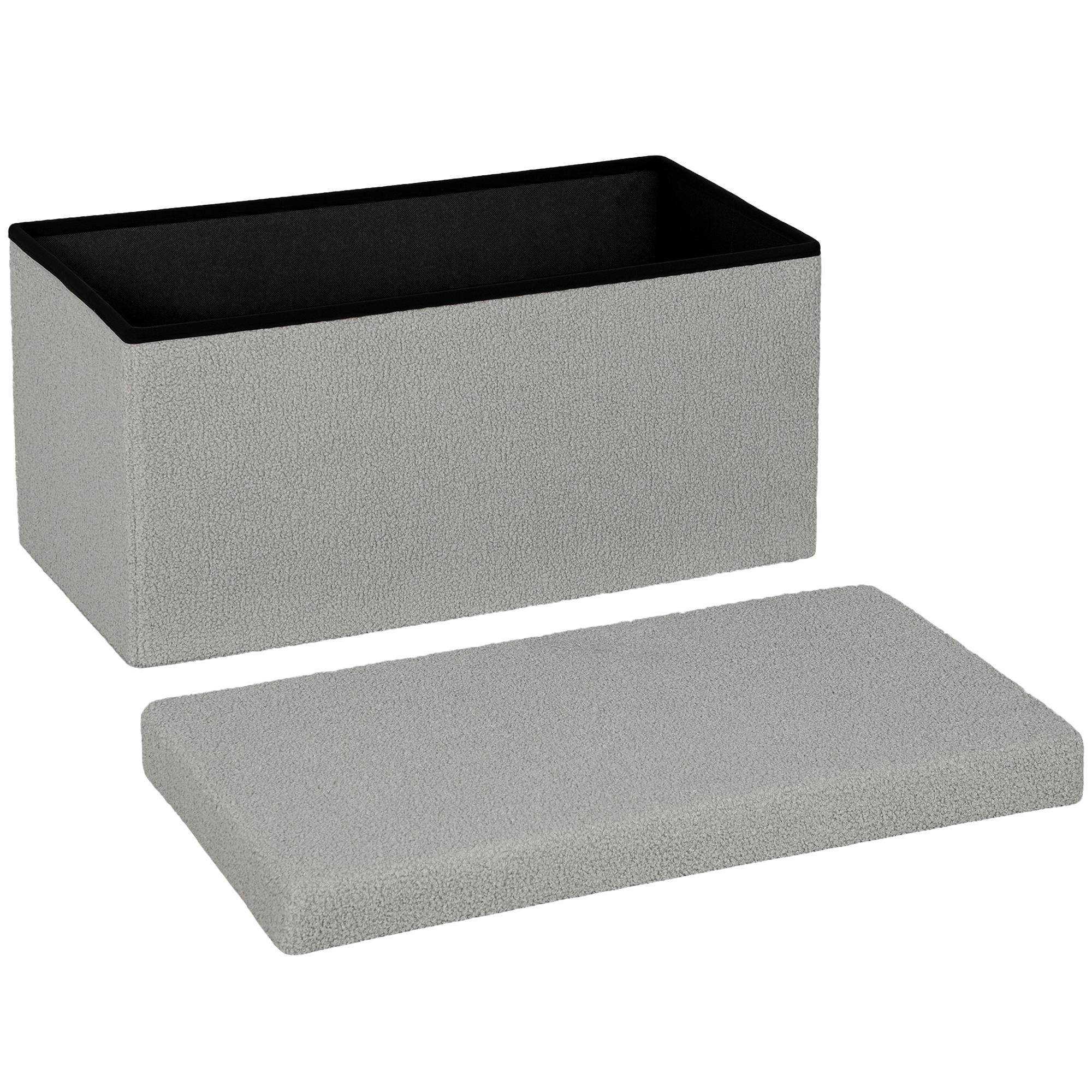 HOMCOM Tabouret de rangement, banc rembourré avec espace de rangement et couvercle pour salon, chambre à coucher, couloir, Gris clair