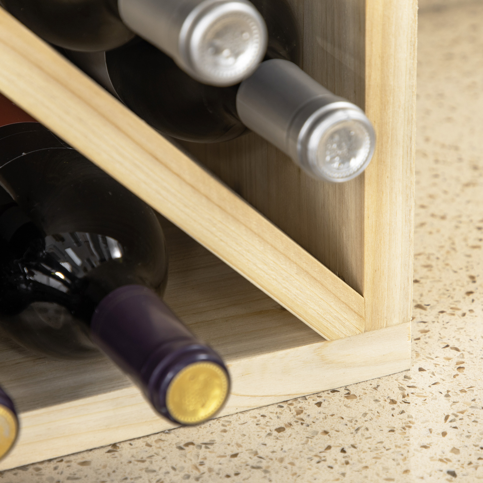 Todeco Scaffale Per Vino Portabottiglie Modulare - Capacità 30 Bottiglie, Legno Naturale E Acciaio, 61x42x22 Cm