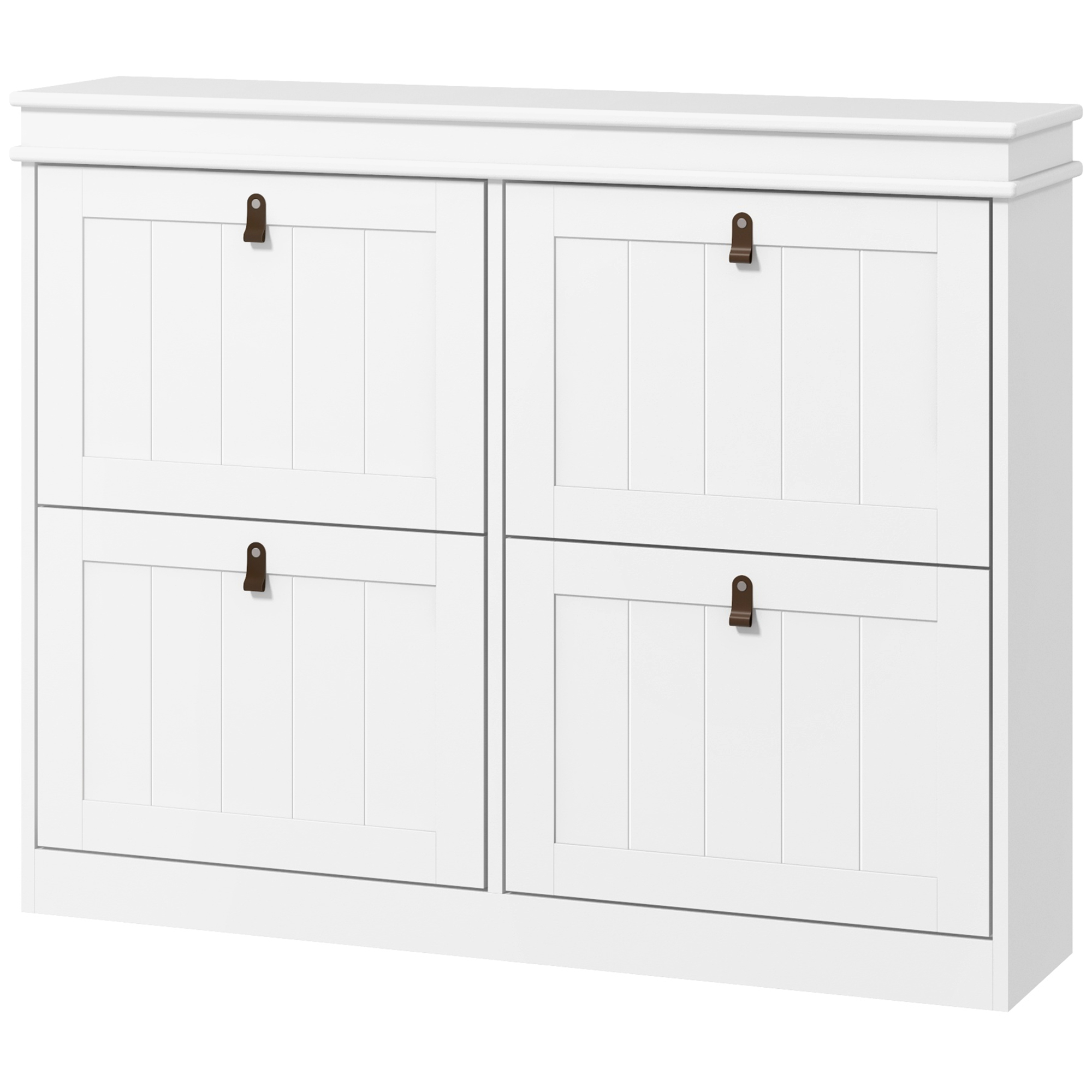 HOMCOM Meuble à chaussures 20 paires, armoire à chaussures, 4 tiroirs rabattables, étagères réglables, 105x24x82,5cm, blanc