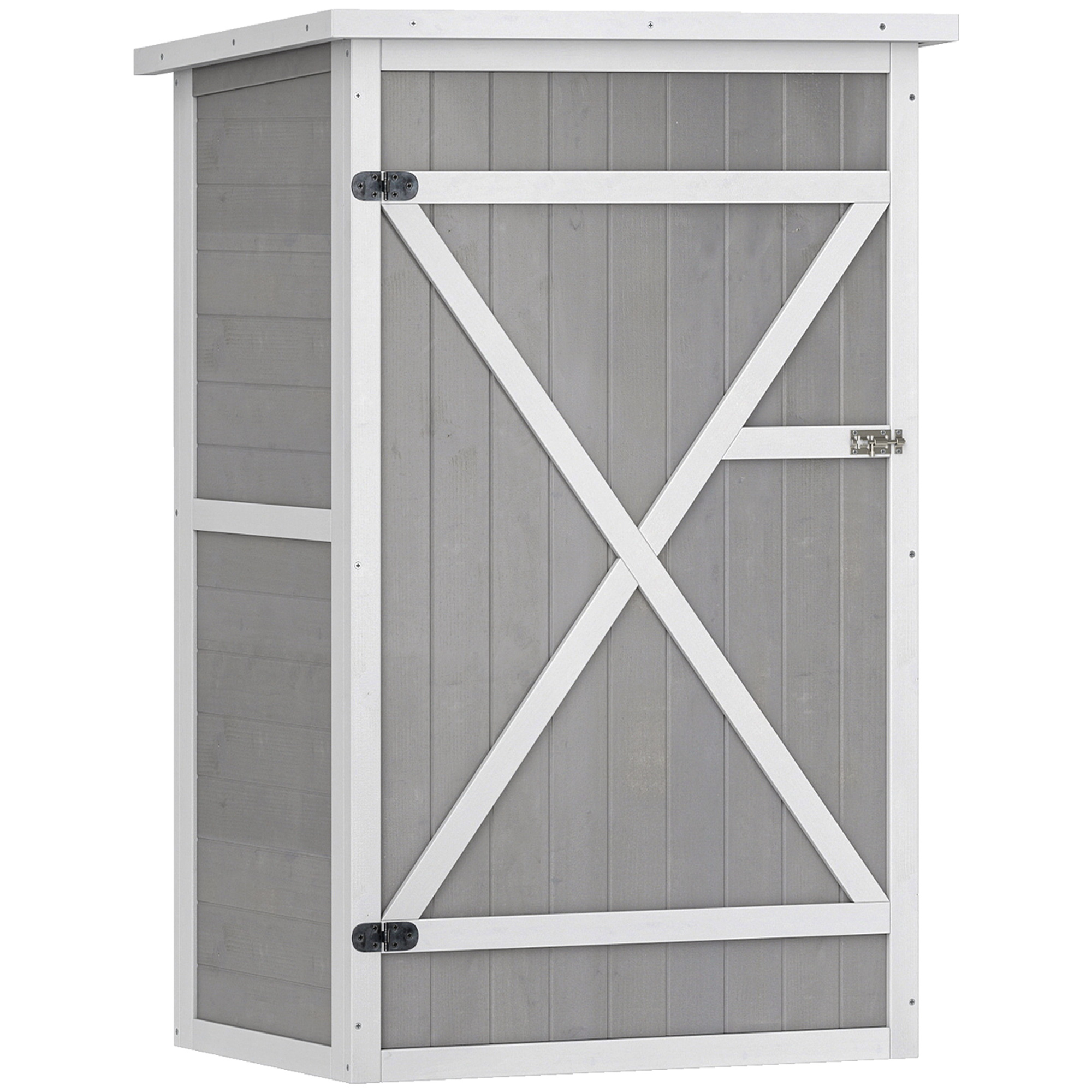 Abri De Jardin En Bois Blishom 87x47x160 Cm - Avec 2 étagères, Portes à Volets, Toit Bitumé, Gris