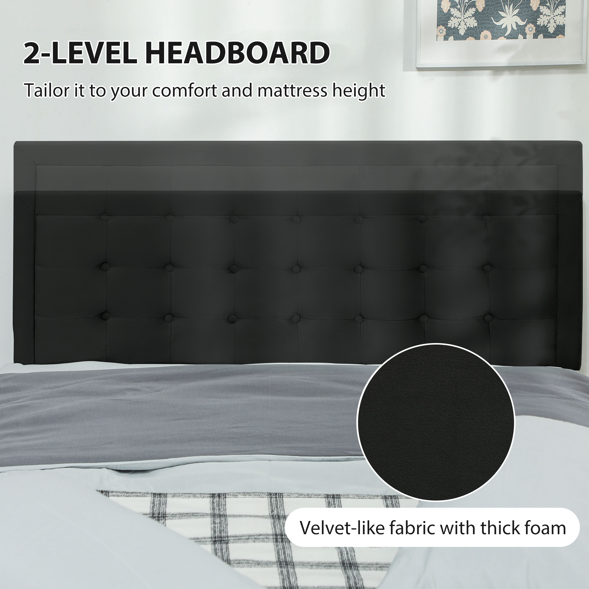 HOMCOM Double Ottoman Bed Frame, with Front Drawer Black 5