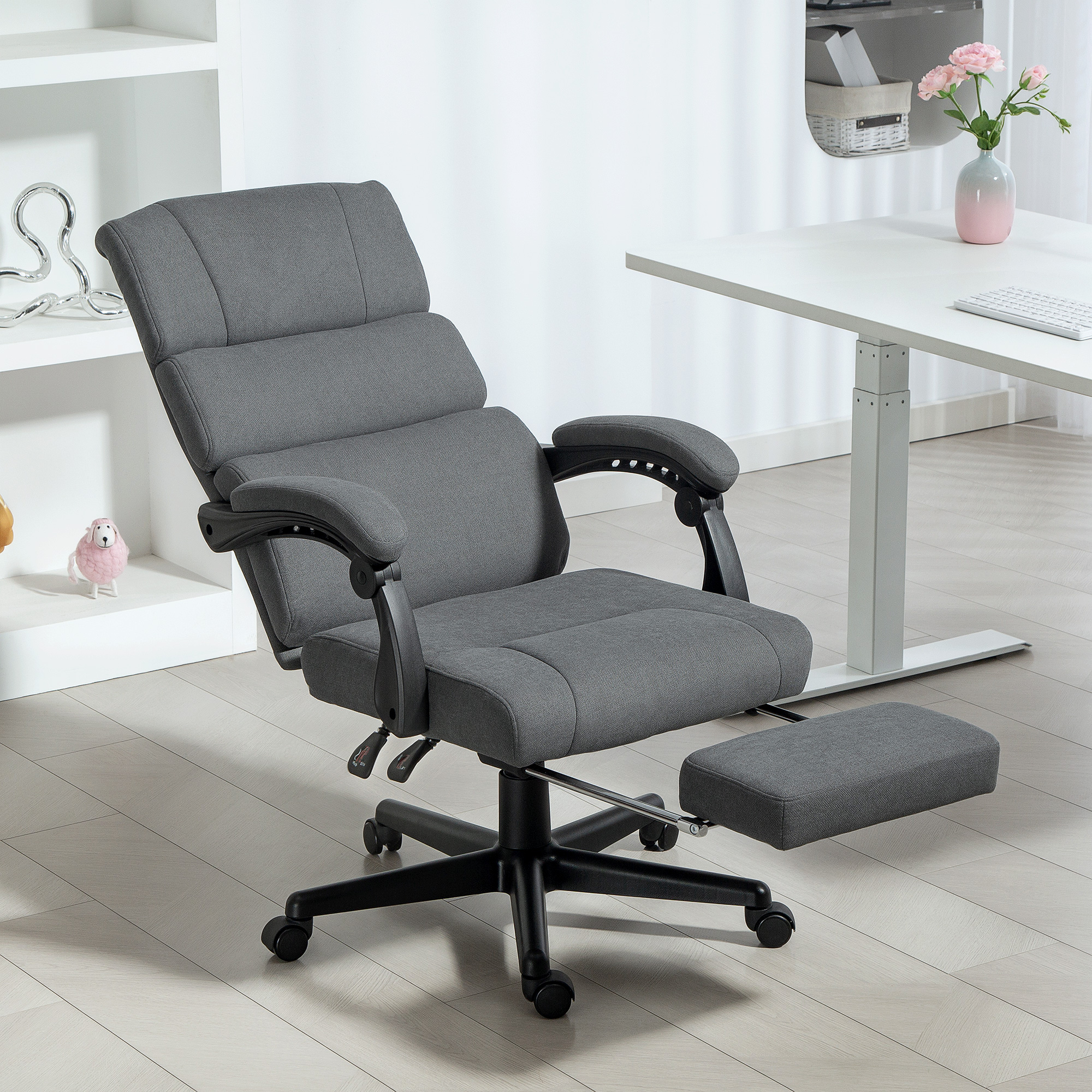HOMCOM Bürostuhl, Ergonomischer Schreibtischstuhl mit Armlehne, Fußstütze, günstig online kaufen