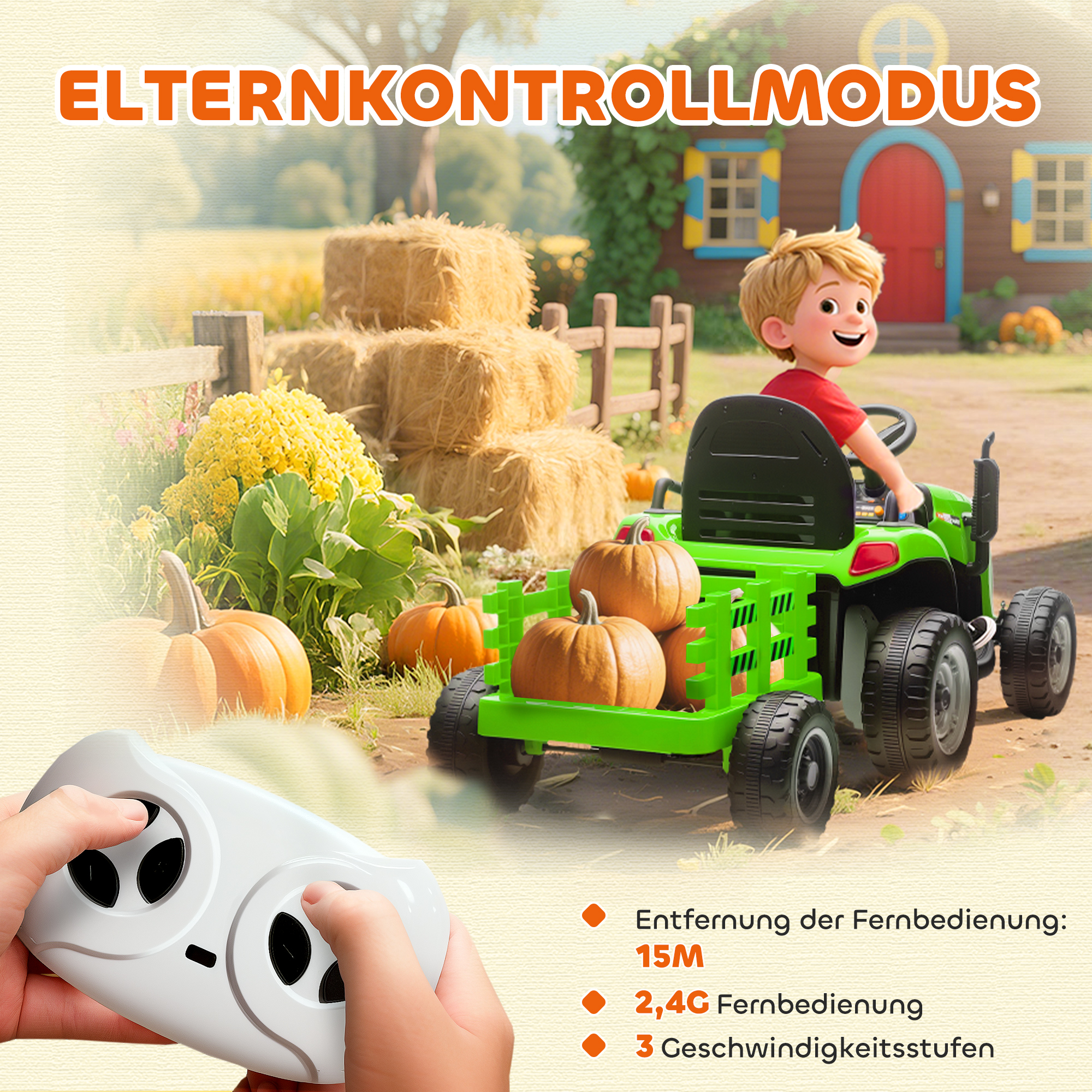 spielzeug traktor mit fernbedienung AIYAPLAY Elektrischer Kindertraktor, Aufsitz-Traktor mit Fernbedienung