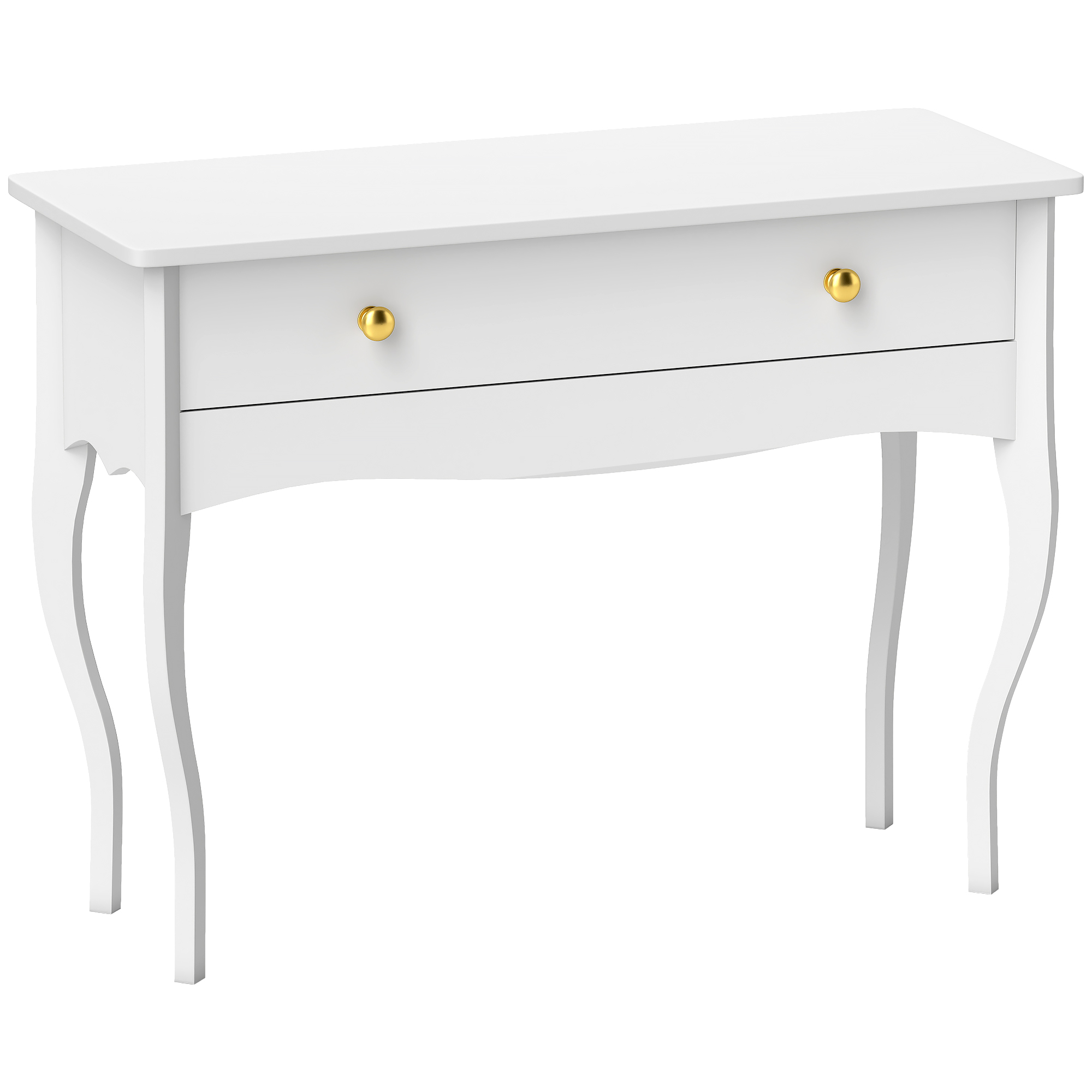HOMCOM Masă de Toaletă Elegantă cu Sertar Spațios din Lemn Alb 100x40x74 cm | Aosom Romania