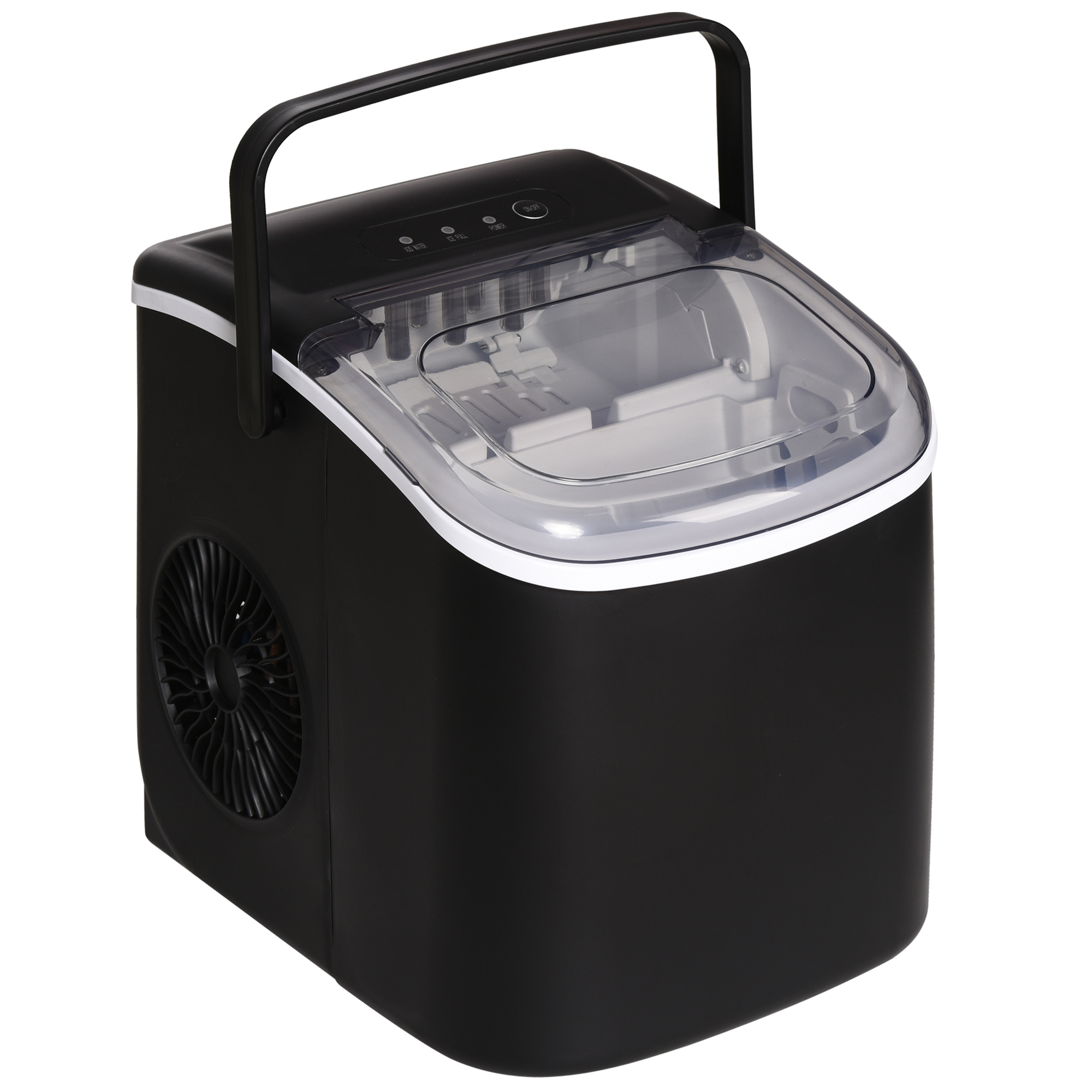 HOMCOM Eiswürfelmaschine Eiswürfelbereiter 9 Würfel in 6-12 Minuten 12 KG pro 24 Stunden Wasserstation mit 1,3 L Wassertank Schwarz   Aosom.de – HOMCOM