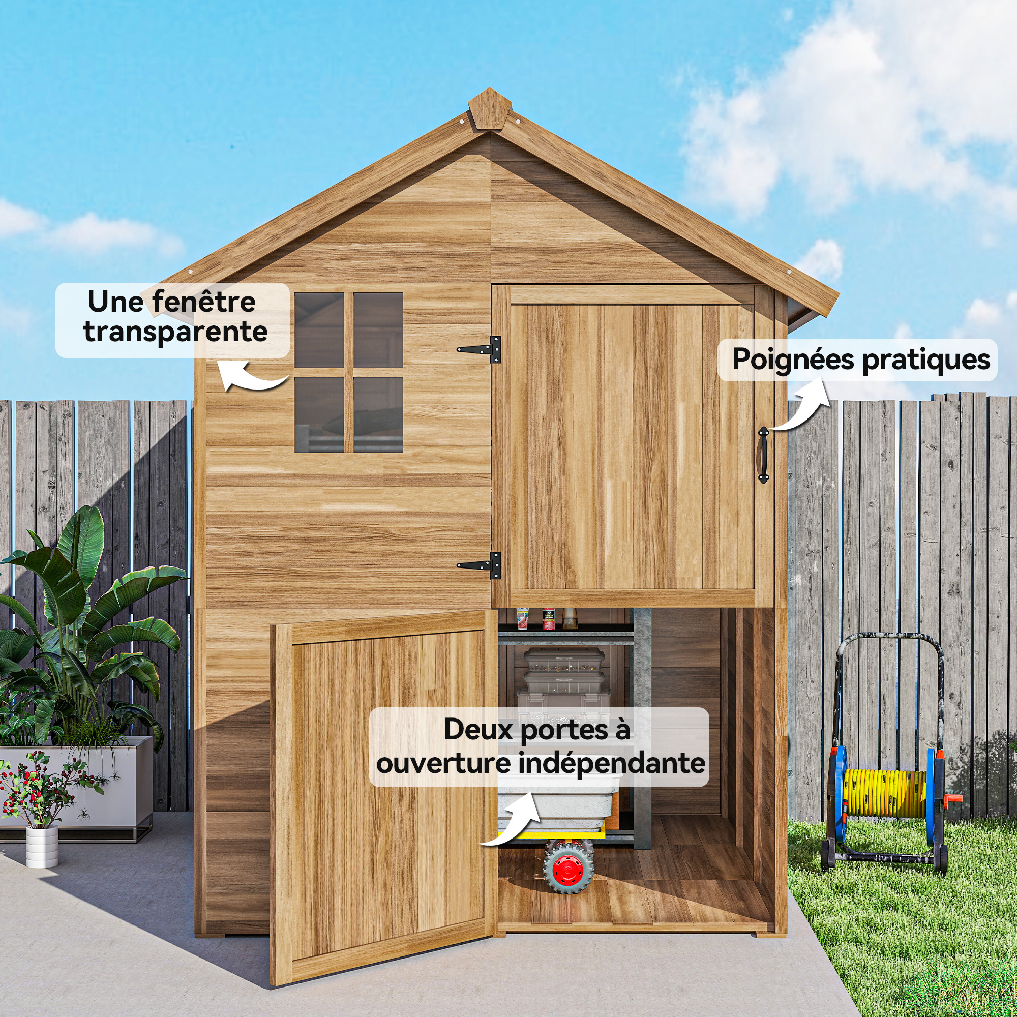 Cabane En Bois Pour Enfant Kangui - Maison De Jardin Avec Plancher - Toit étanche - Bleu/blanc