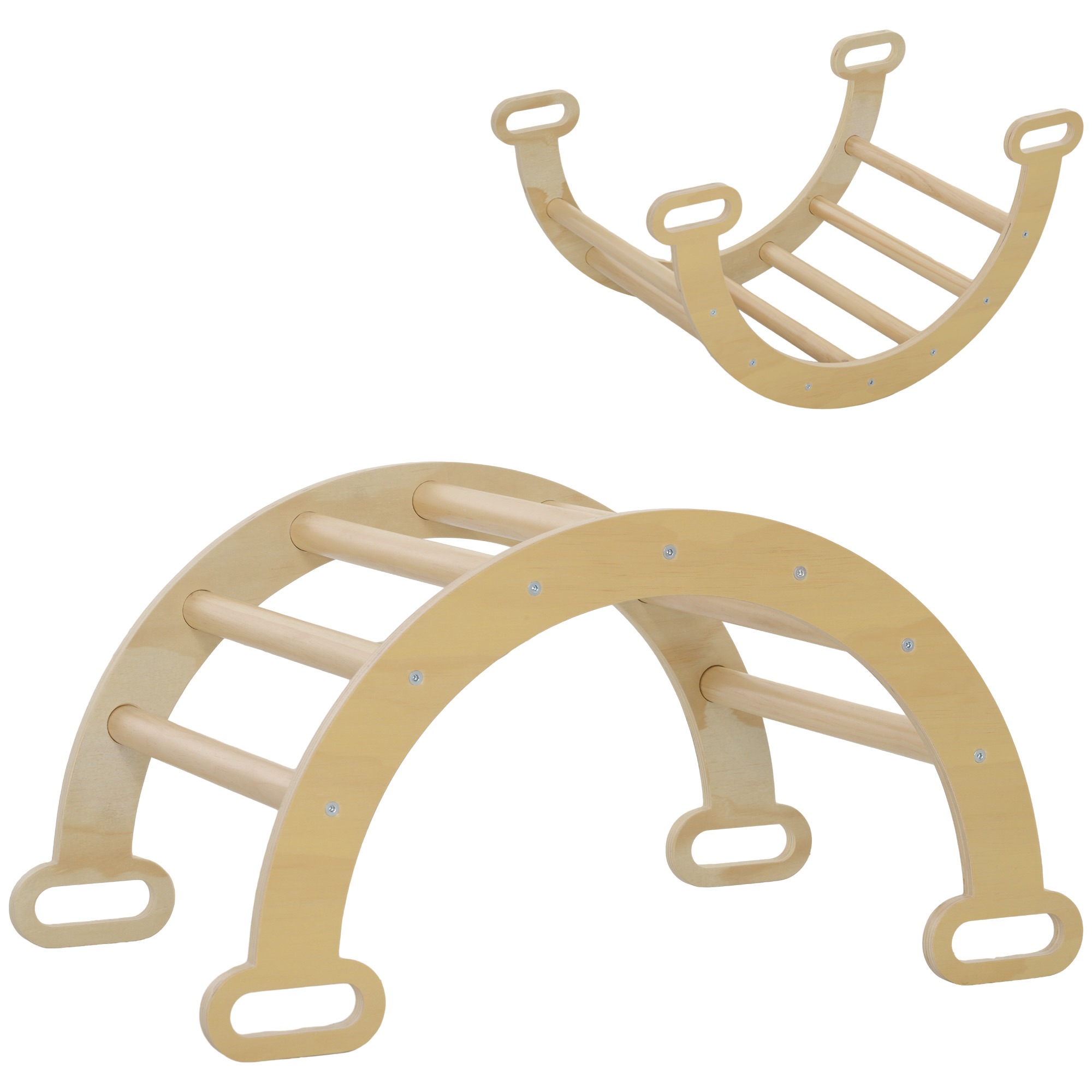 AIYAPLAY Arco de Escalada para Niños de 18-48 Meses Balancín para Bebés Carga 50 kg 68x42x36 cm Natural | Aosom España