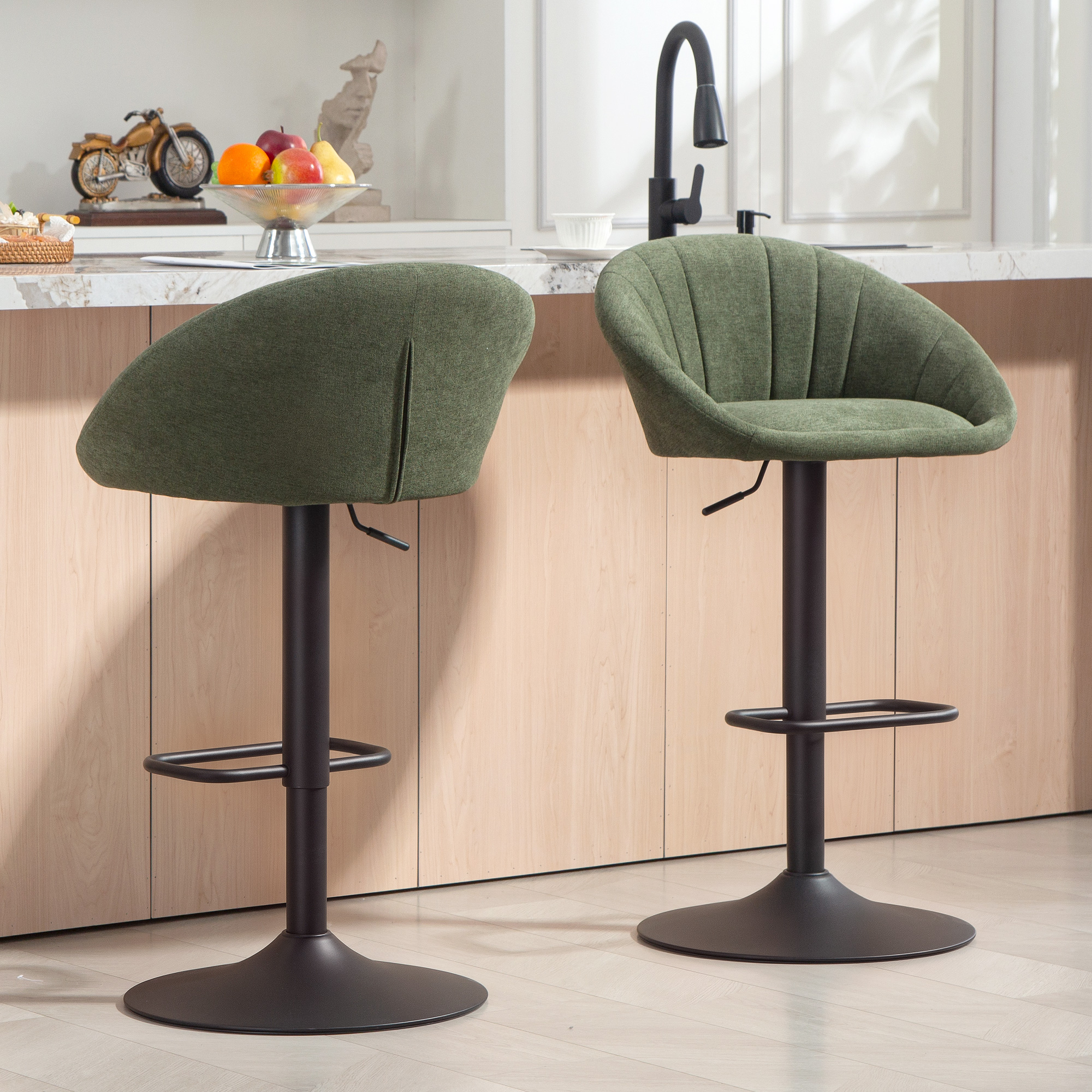 HOMCOM Set of Two Relaxed Tub Bar Stools Dark Green 8