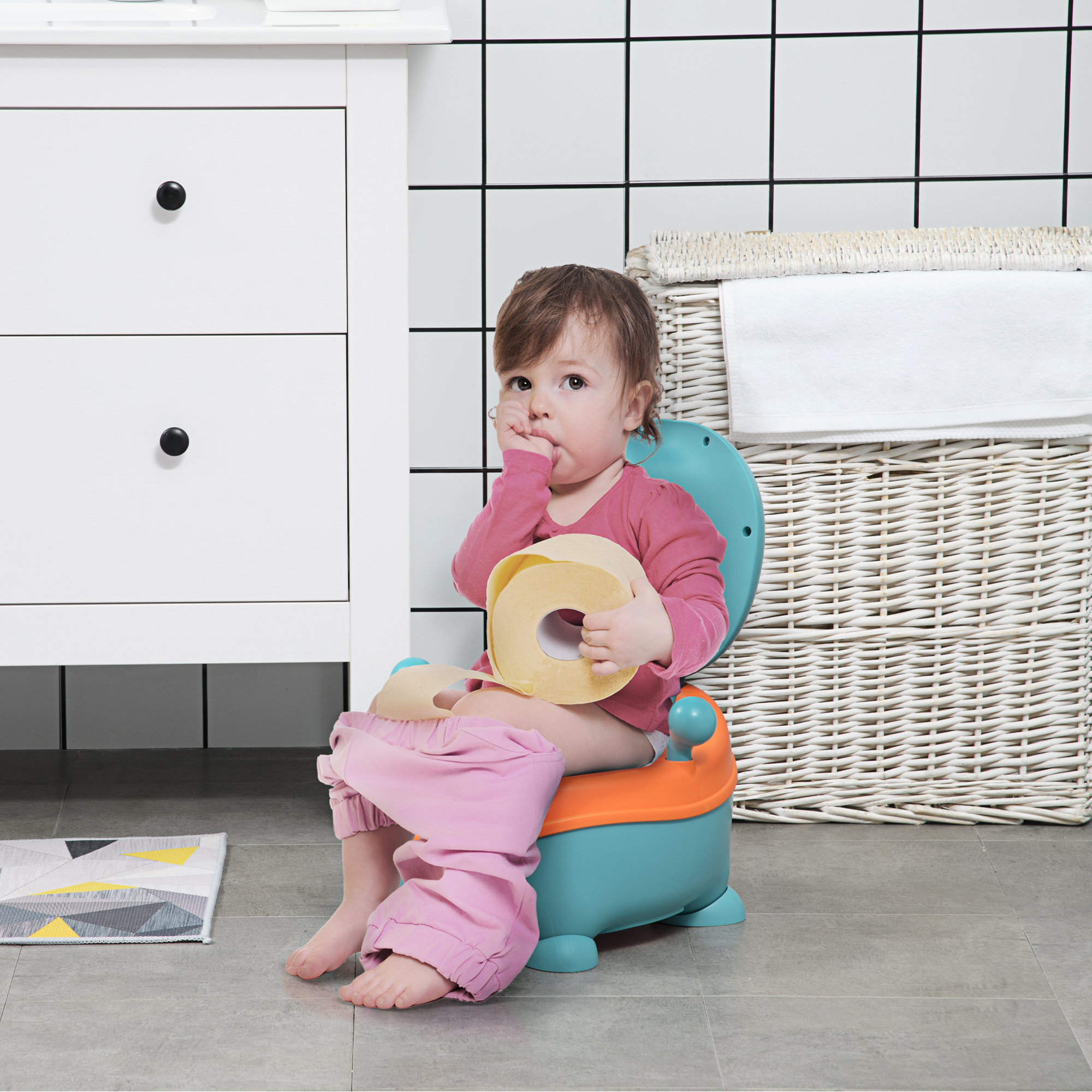 Pot Pour Bébé En Forme D’alien - Siège Ergonomique Avec Bac Amovible, Antidérapant, Pour Enfants Dès 6 Mois (bleu/orange)