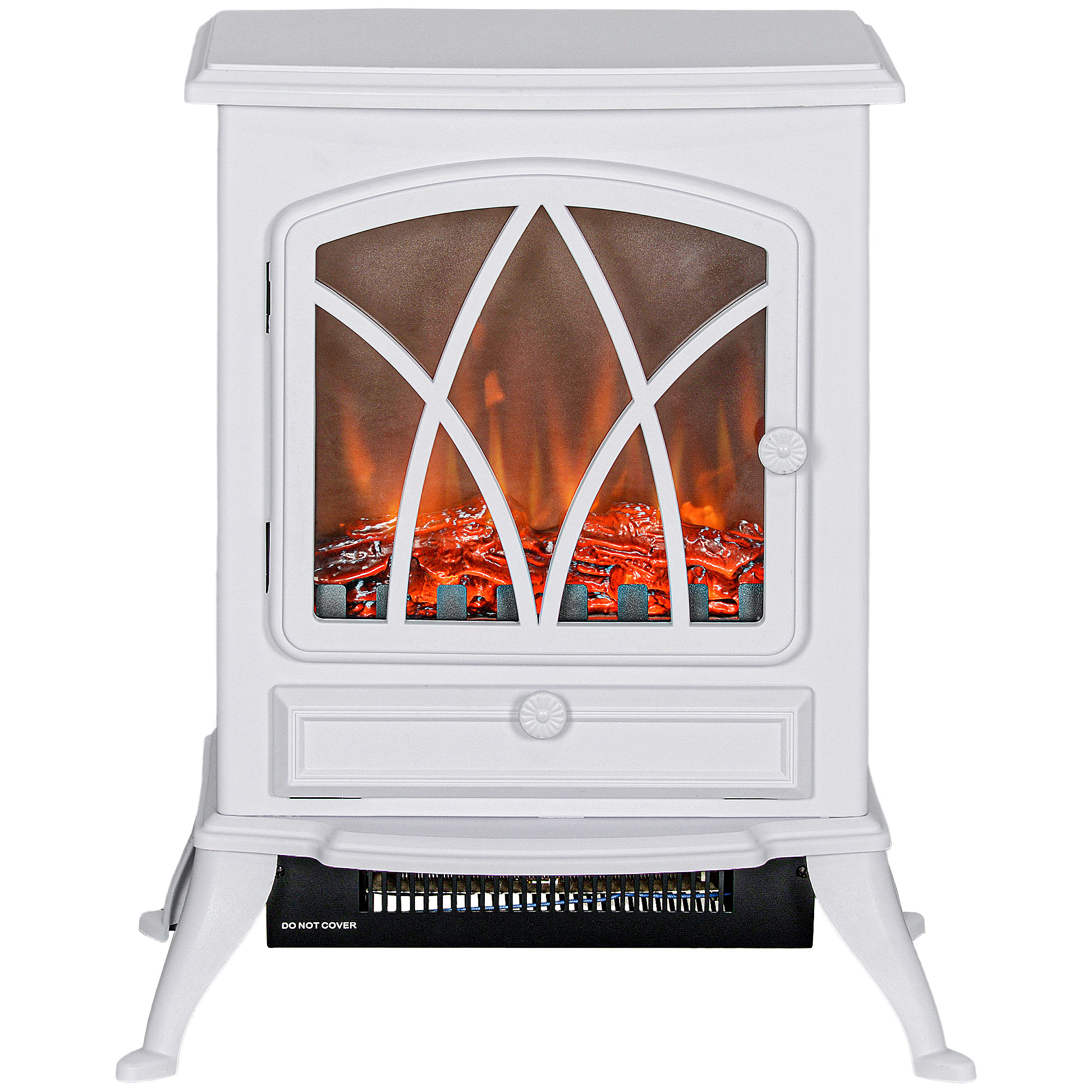 HOMCOM Cheminée électrique sur pied 1000/2000 W, fausse cheminée décorative avec effet flamme LED, blanc