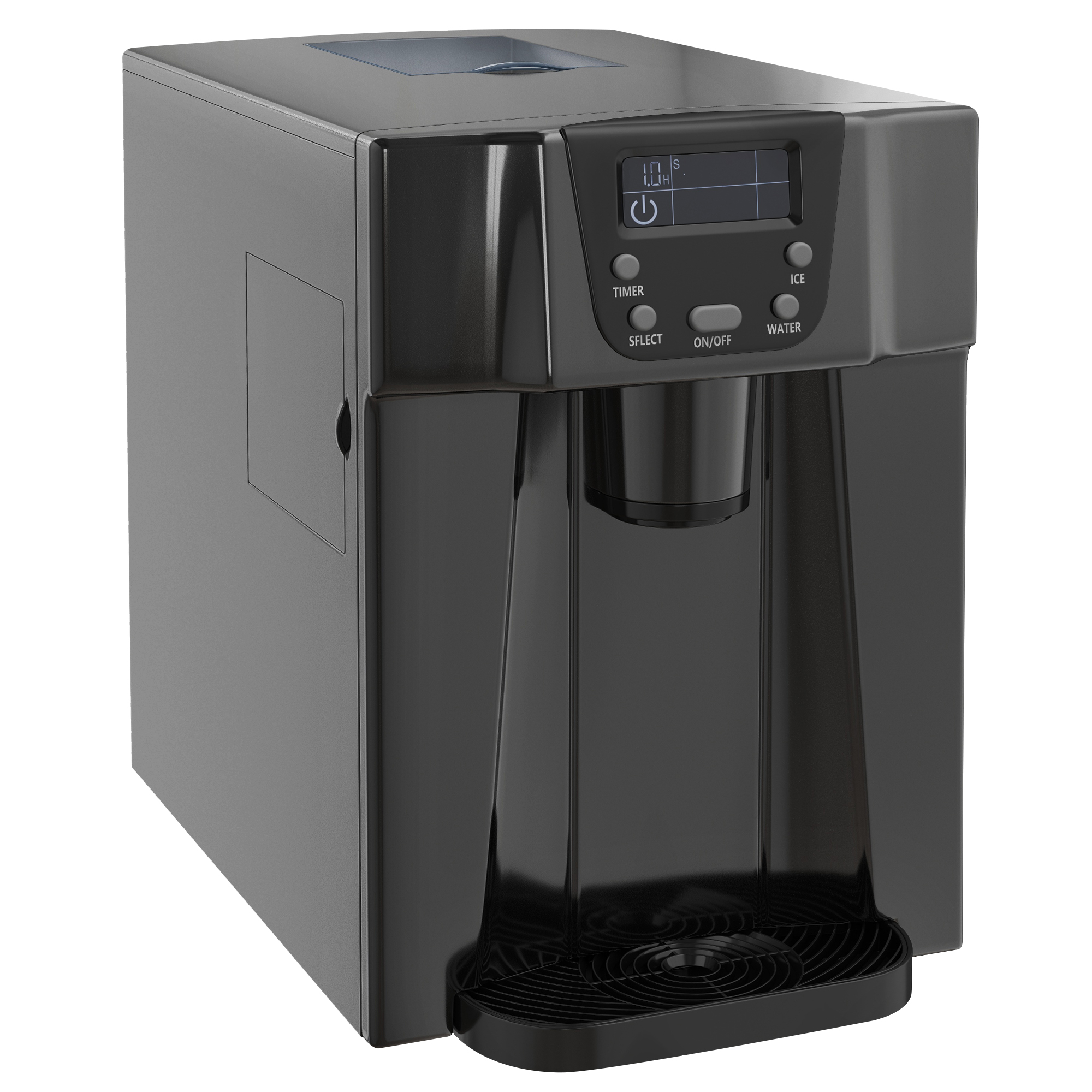Image of HOMCOM Macchina per Il Ghiaccio con Distributore d'Acqua, Ice Maker, 12kg in 24h, 9 Cubetti di Ghiaccio in 6-10 Minuti, 25,2x38,9x36,3cm, Nero Aosom Italy006