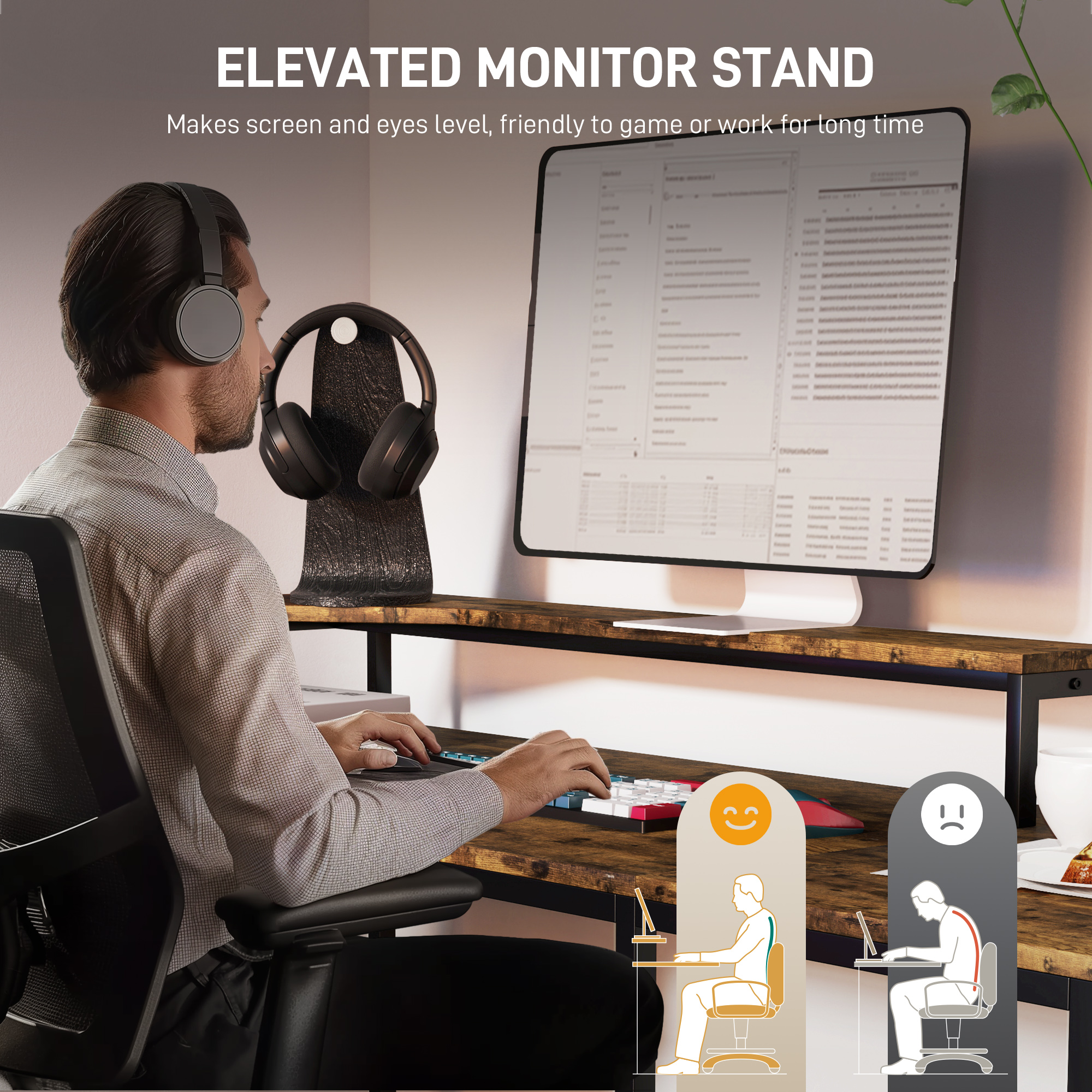 HOMCOM Industrial 'L' Shaped Multi-Work Desk Brown 5