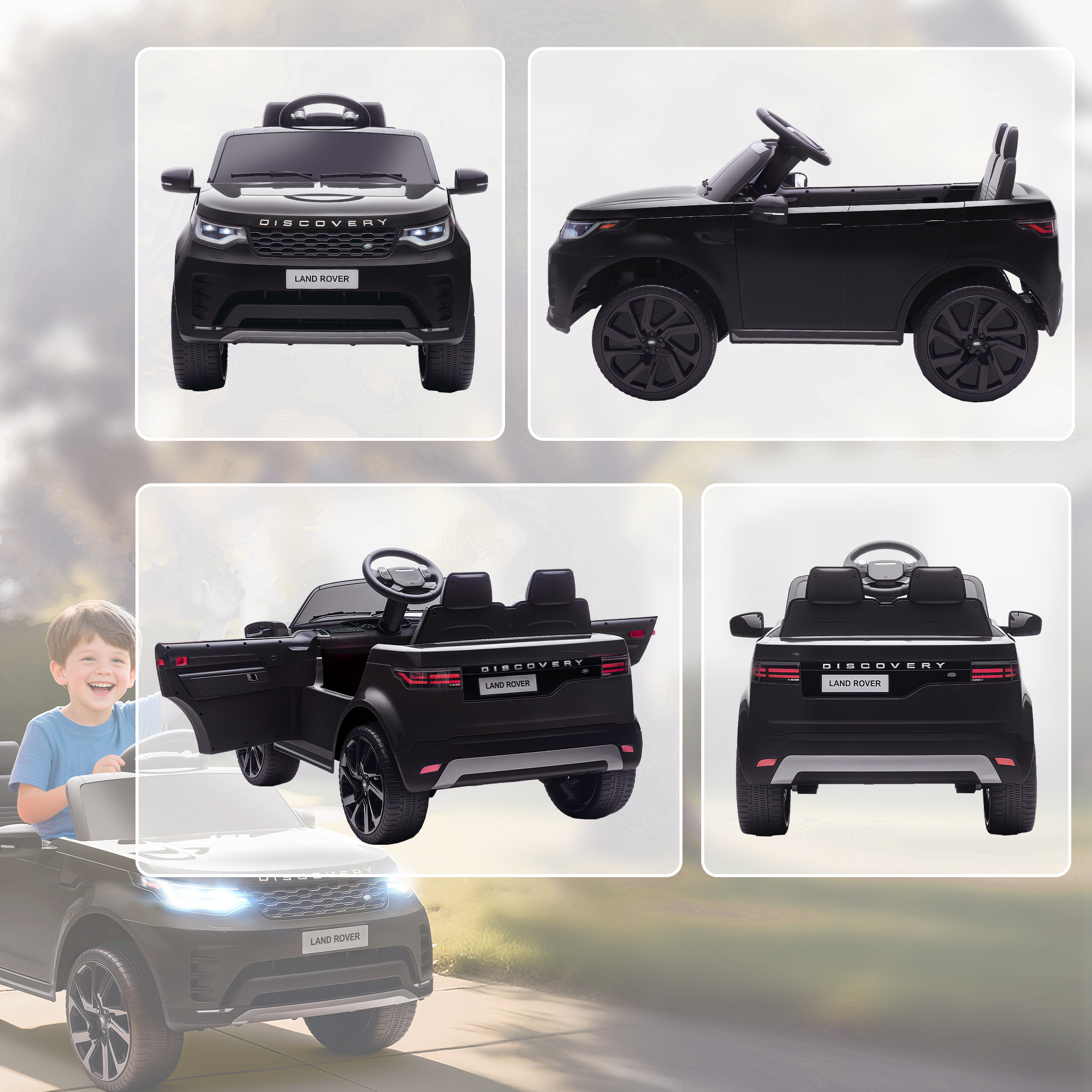 AIYAPLAY Land Rover Discovery Licensed 12V Kids Electric Car with Remote, 4 Wheel Suspension, Slow Start, Lights, Music, Black 9
