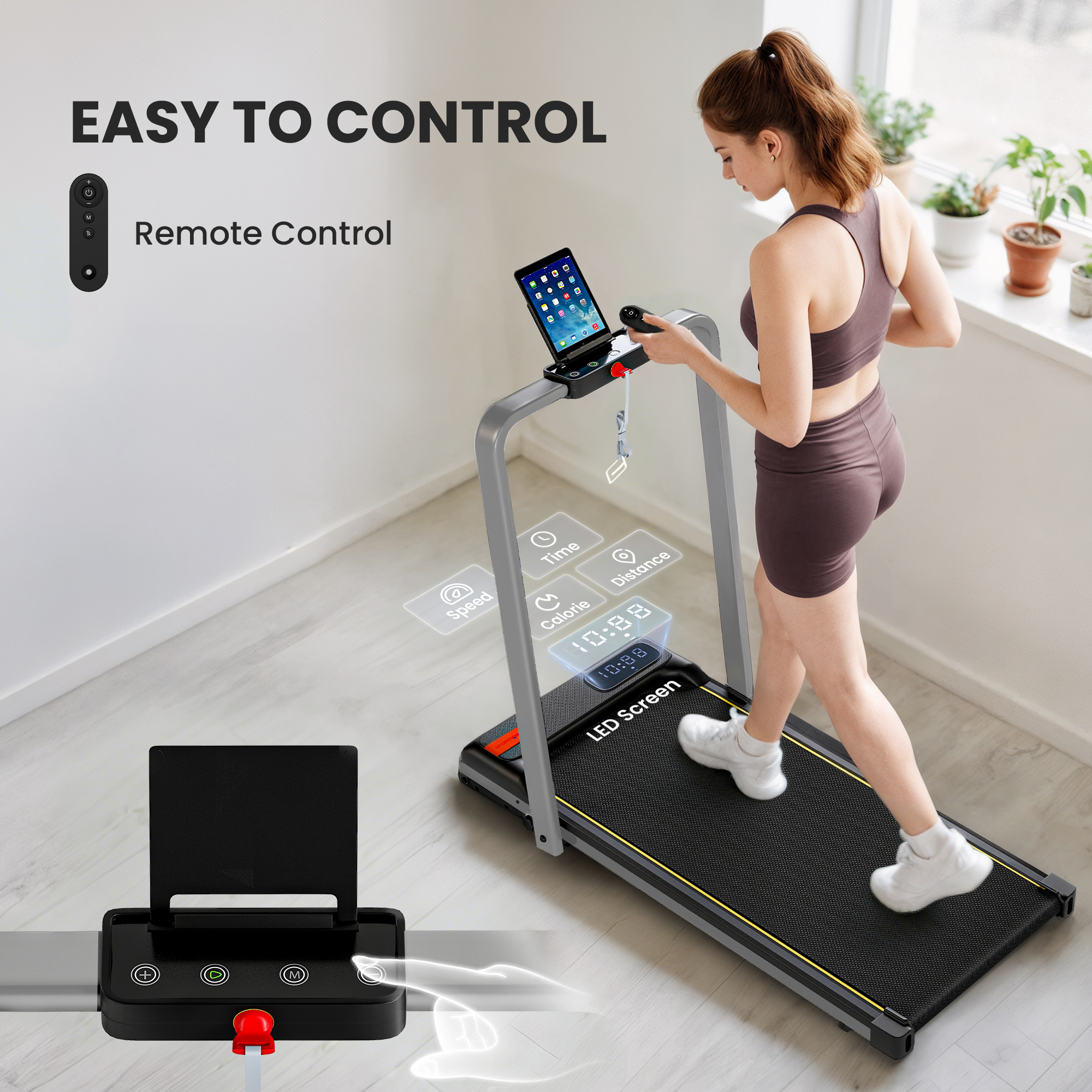 SPORTNOW Folding Walking Treadmill, Under Desk Walking Pad with Incline, Silver Tone 7