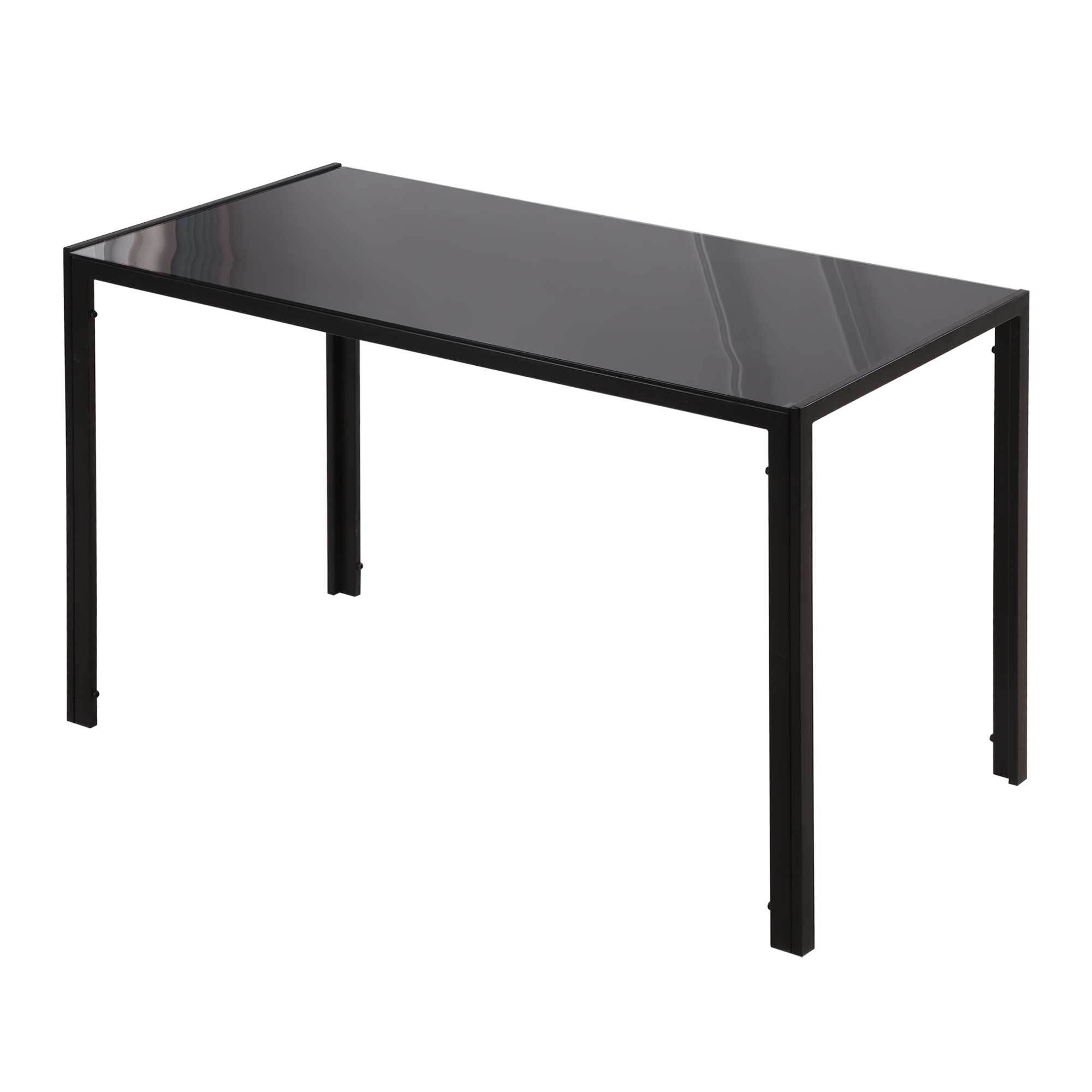 HOMCOM Table à manger pour 4 personnes, table de cuisine avec plateau en verre trempé et pieds en métal, 120x60x75cm, noir