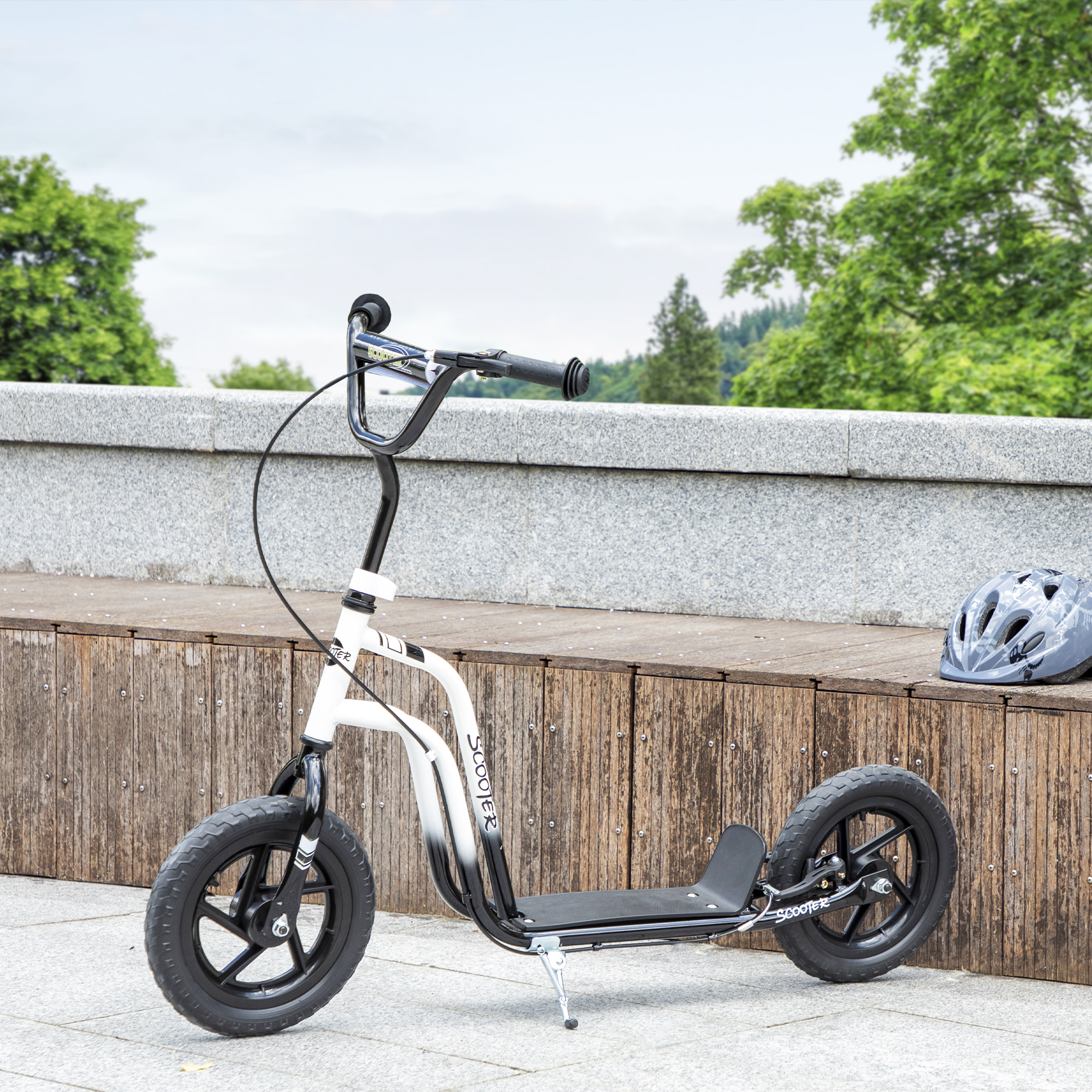 AIYAPLAY Kinderroller Verstellbarer Lenker 11,8 Zoll für 6-12 Jahre Rot | Große Räder, Handbremse, Scooter Tretroller, Kickscooter Cityroller, für Jungen und Mädchen, Stahl