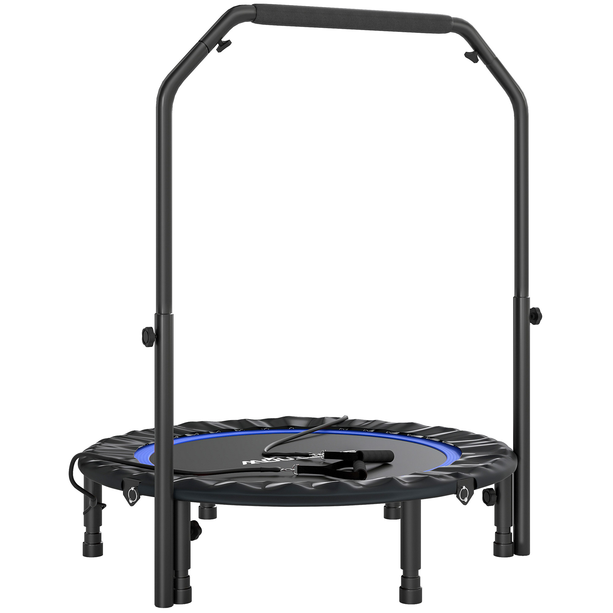 SPORTNOW Fitness-Trampolin für Erwachsene Ø102 cm, klappbare Trampolin Cama Elástica mit verstellbarem Griff in 4 Höhen und Bänder, für Bein- und Körpertraining zu Hause, im Büro, im Fitnessstudio und im Freien, Tragkraft 150 kg Blau Aosom