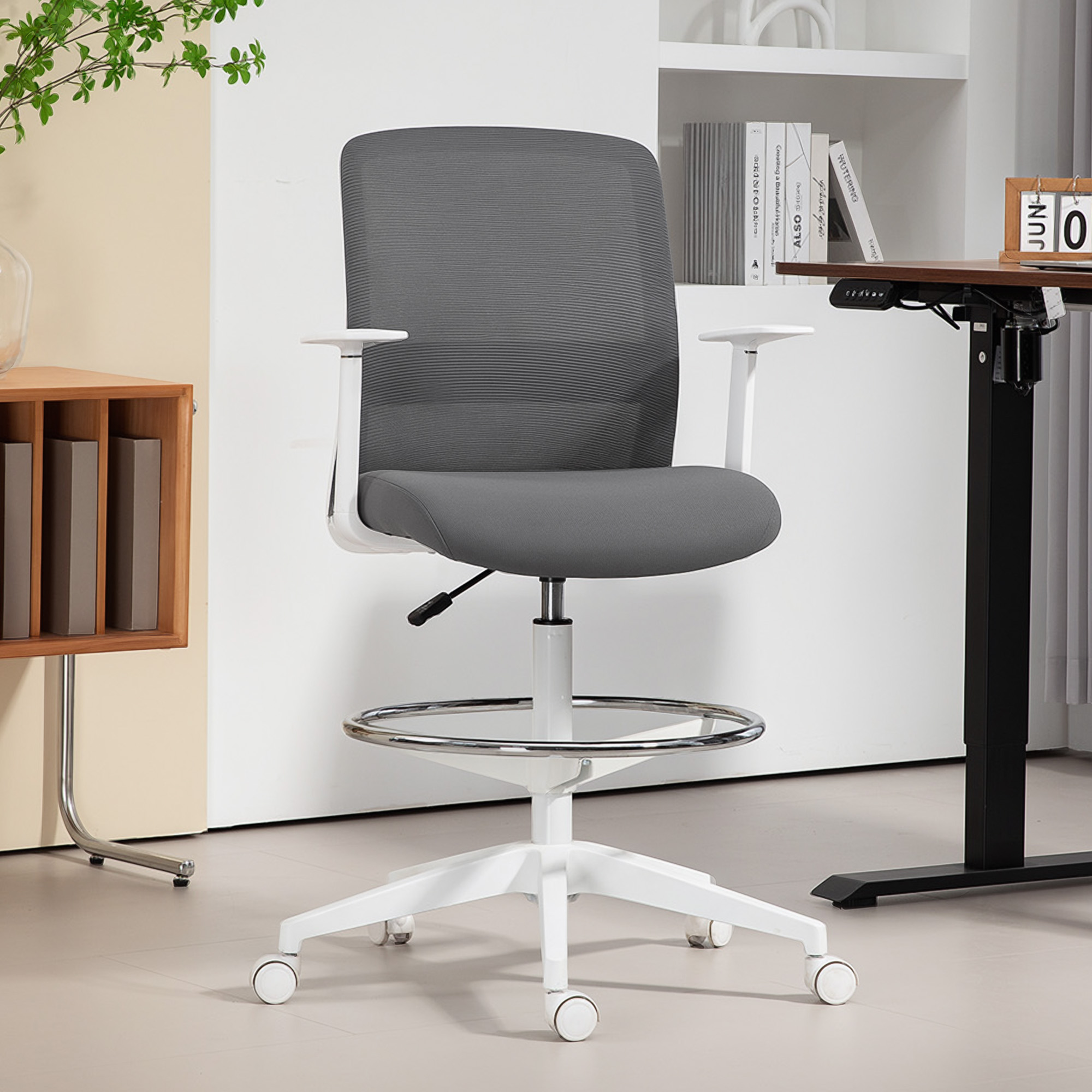 HOMCOM Bürostuhl Ergonomischer Schreibtischstuhl mit Armlehnen und Fußring, günstig online kaufen