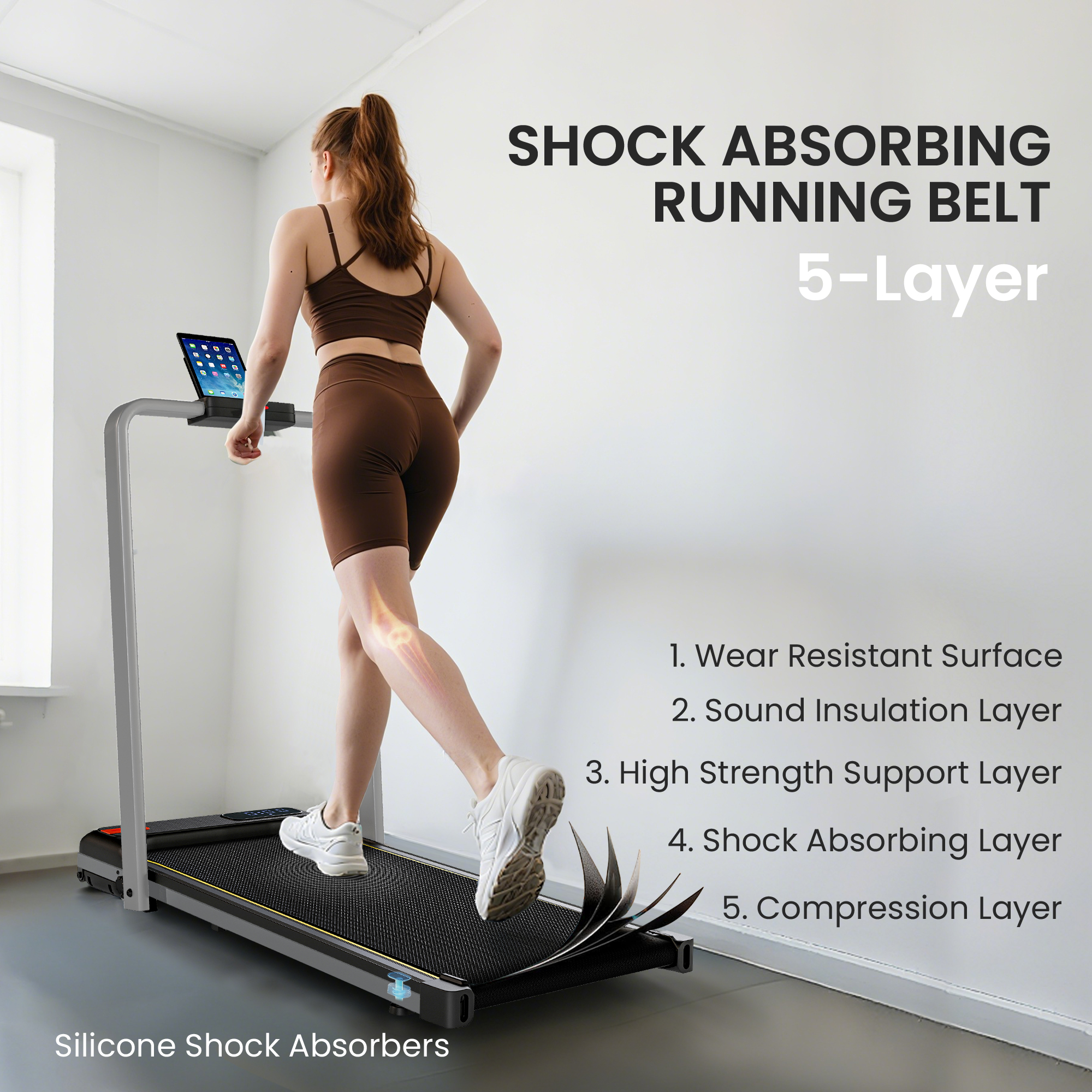 SPORTNOW Folding Walking Treadmill, Under Desk Walking Pad with Incline, Silver Tone 6