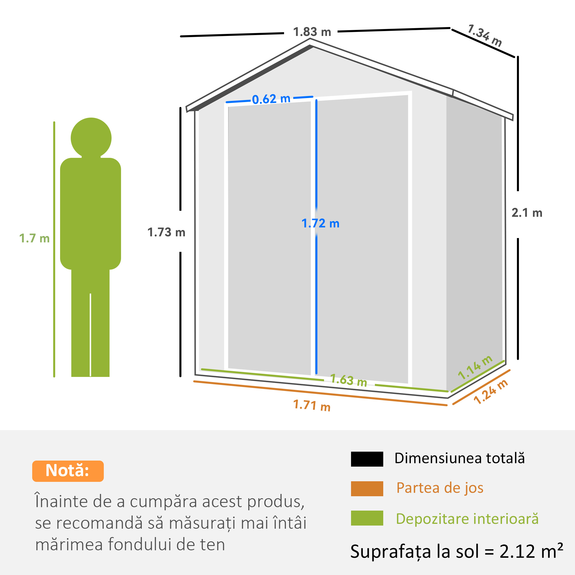  Casuta de Gradina cu Fereastra si Usi Duble din PP si Aluminiu, 183x134x210 cm, Gri [2]