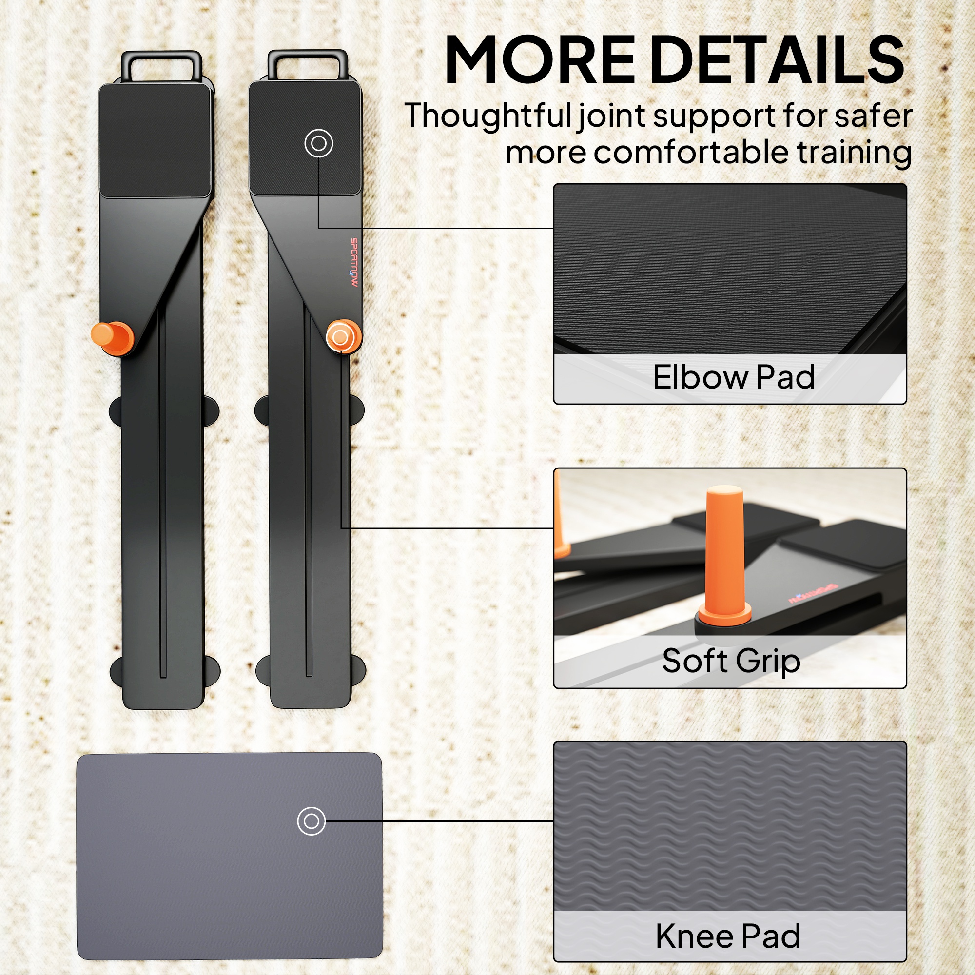 SPORTNOW Push Up Board Set of 2, Portable Press Up Board with Dual Glide Rails, Knee Pad, Pushup Stand Pilates Reformer Machine for Home Gym, Multifunctional Workout Equipment for Men & Women 8