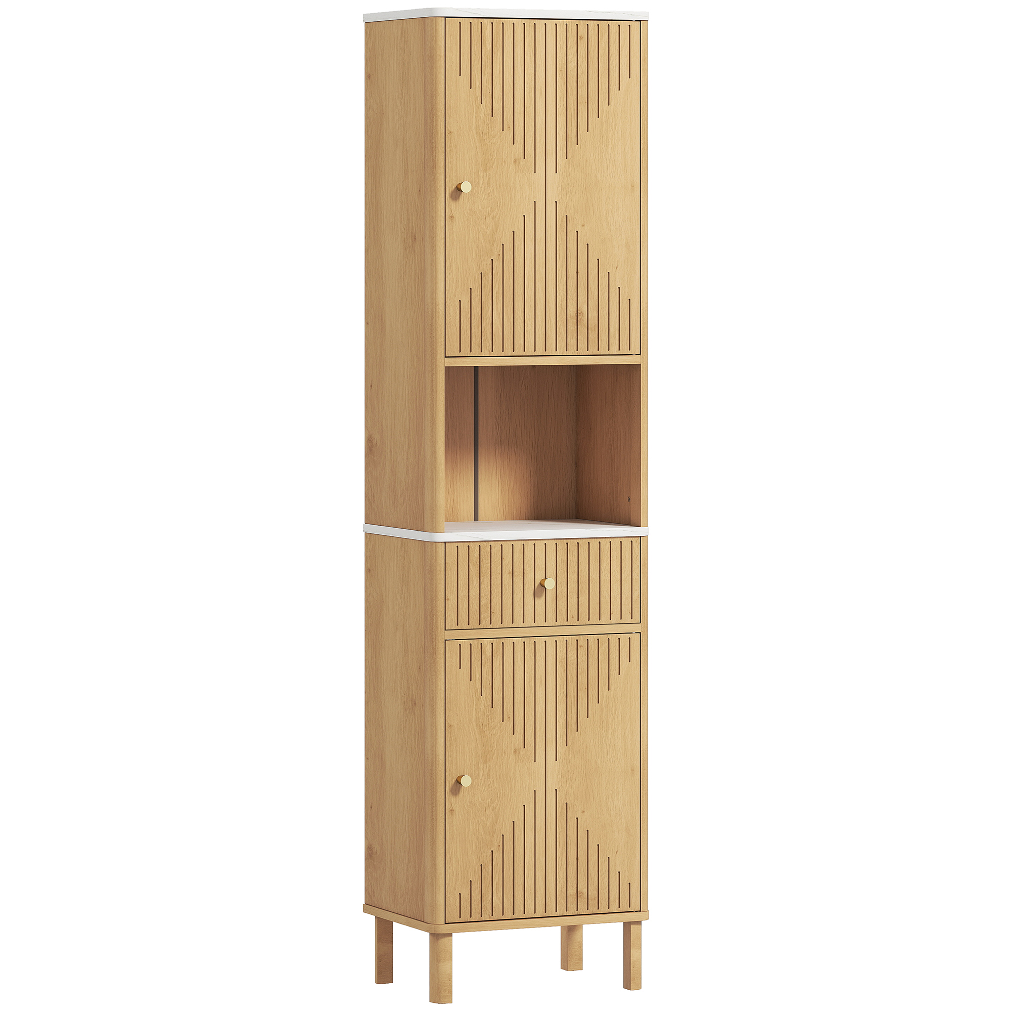 HOMCOM Badezimmerschrank mit Schublade, 2 Schränken und Marmoreffekt-Regal, günstig online kaufen