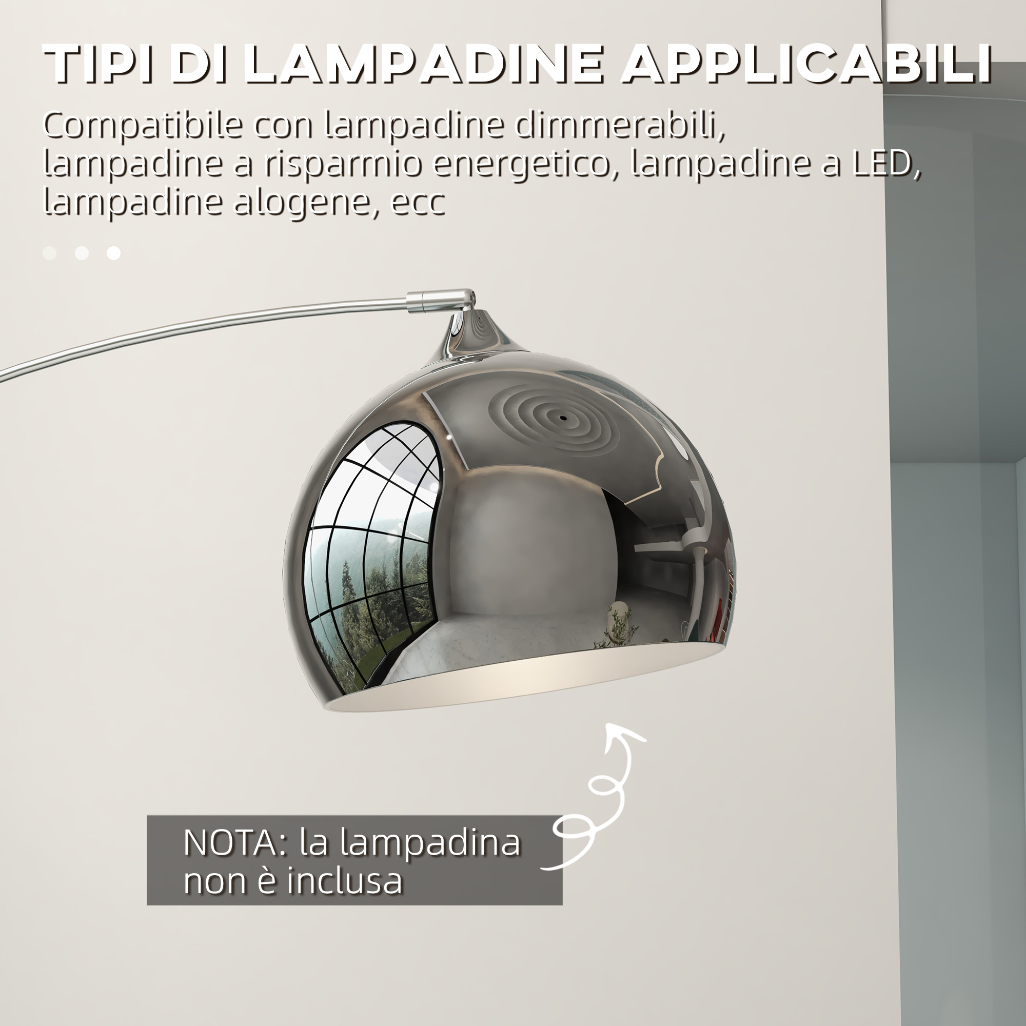 Lampada Ad Arco LED Dimmerabile Con Telecomando - Altezza Regolabile 150-180cm, Base In Marmo, 12W, Per Soggiorno - 3