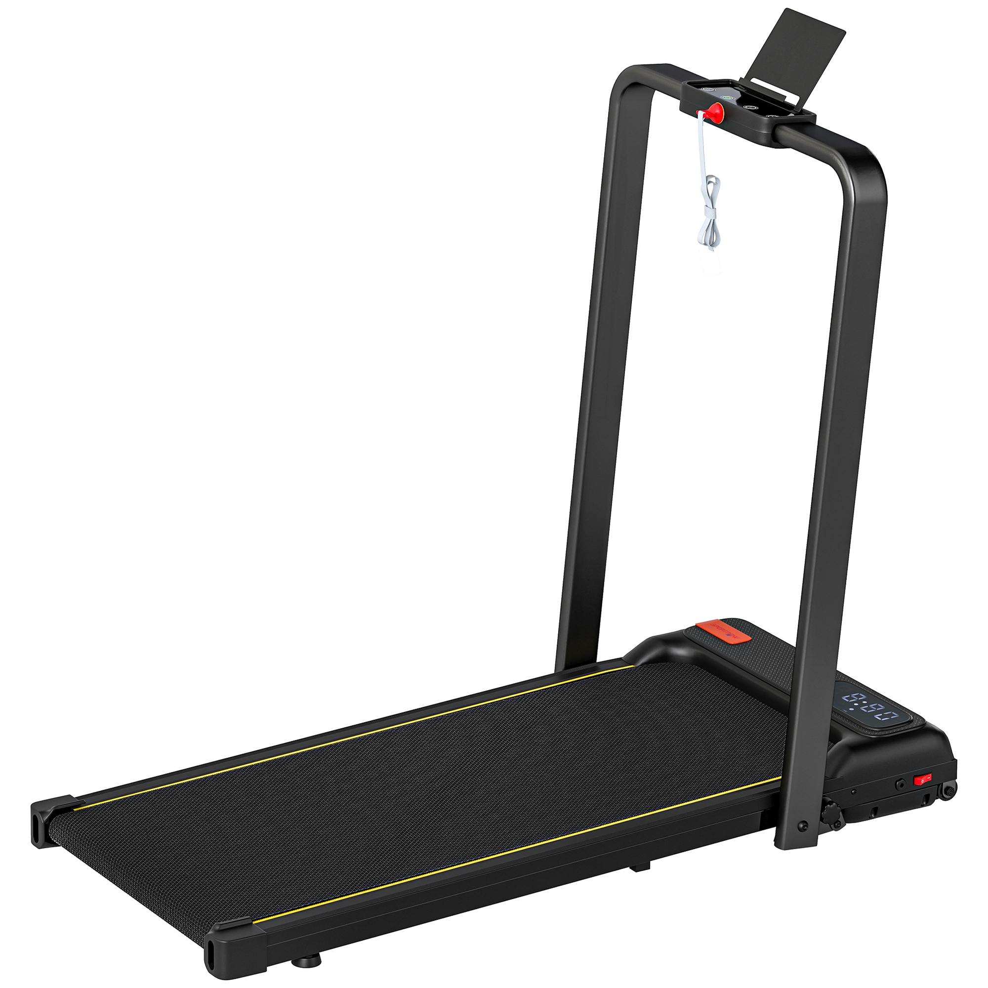 SPORTNOW Tapis de Course Pliable avec Inclinaison Réglable, Vitesse 1-10 km/h, Écran LED et Télécommande, Noir
