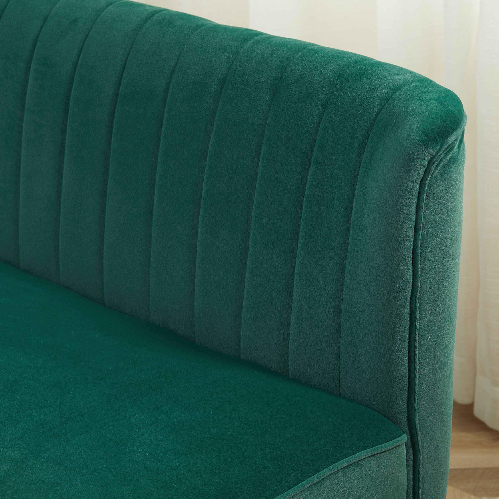 HOMCOM Modern Velvet Double Seat Sofa w/ Wood Frame Foam Padding High Back Soft Comfortable Compact Couch Green 8