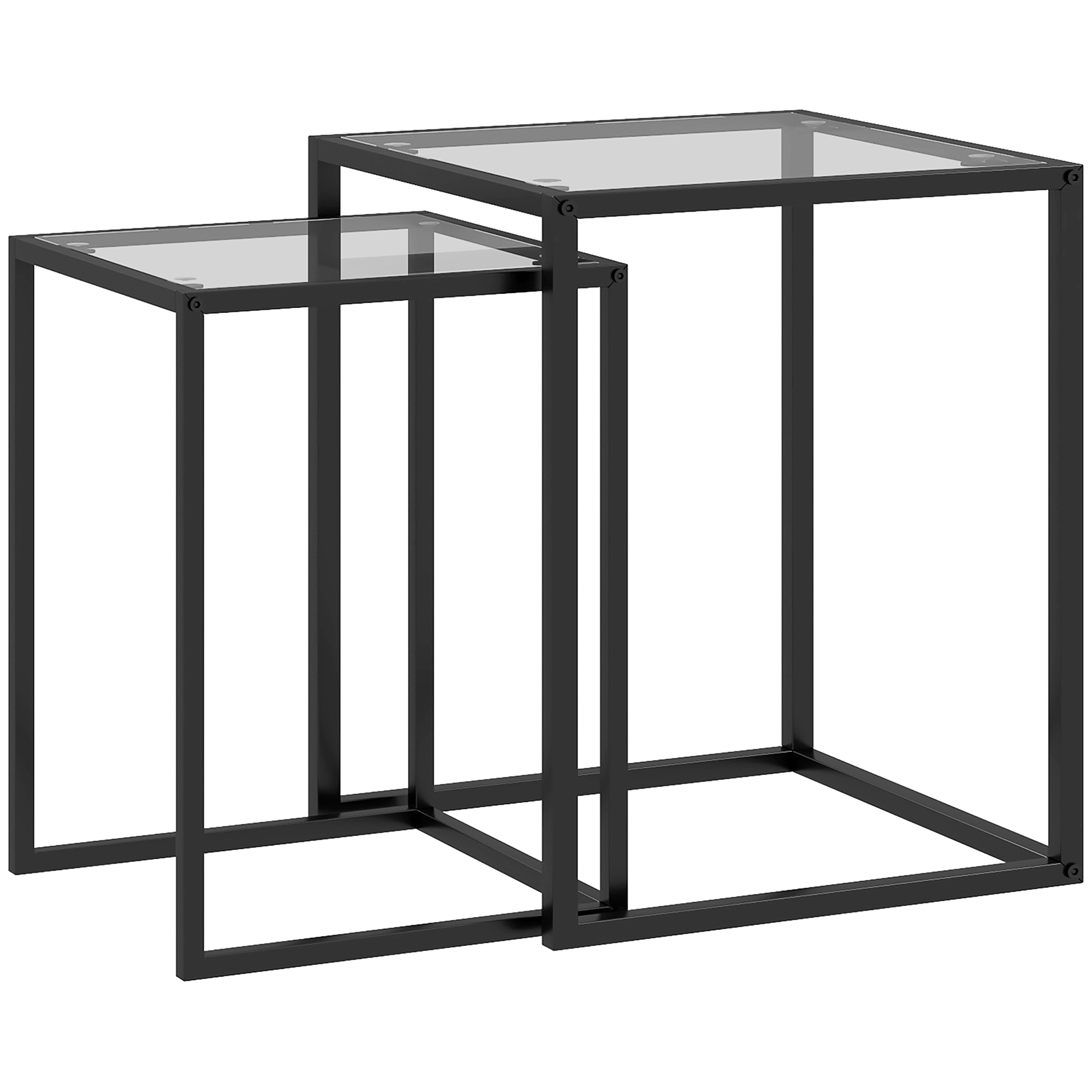 HOMCOM 2er Set Beistelltisch stapelbarer Nachttisch Couchtisch mit Beinen a günstig online kaufen