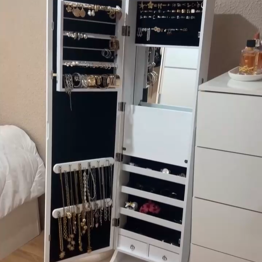 Armadio Portagioie Con Specchio E Luci LED HOMCOM - Organizzatore Con Cassetti E Space Per Accessori - Foto 8