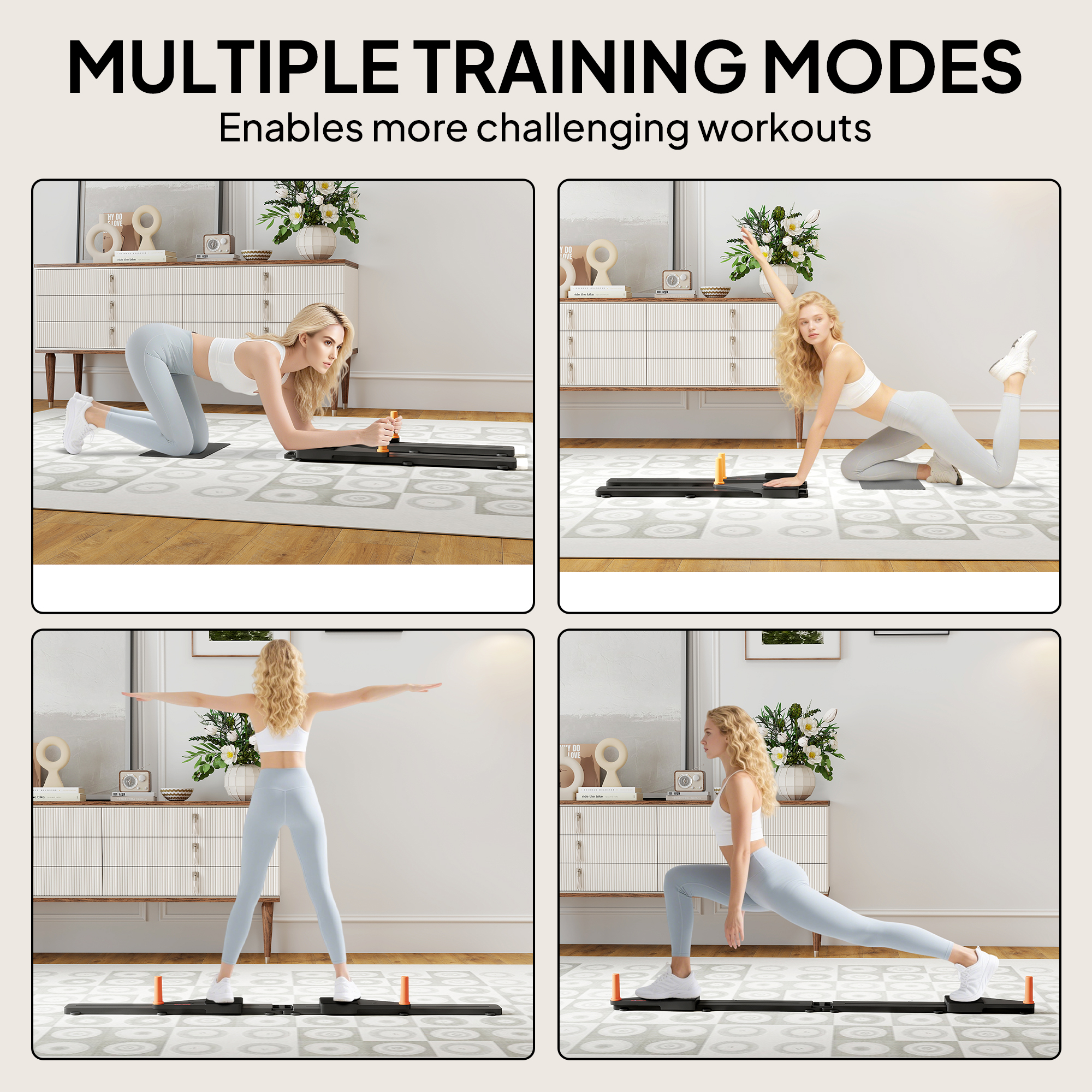 SPORTNOW Push Up Board Set of 2, Portable Press Up Board with Dual Glide Rails, Knee Pad, Pushup Stand Pilates Reformer Machine for Home Gym, Multifunctional Workout Equipment for Men & Women 4