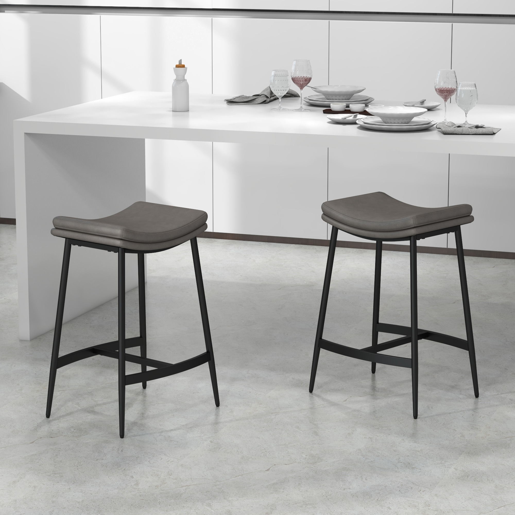HOMCOM Barhocker 2er Set, Gepolstert Barstuhl mit Fußstütze, Küchenstühle m günstig online kaufen