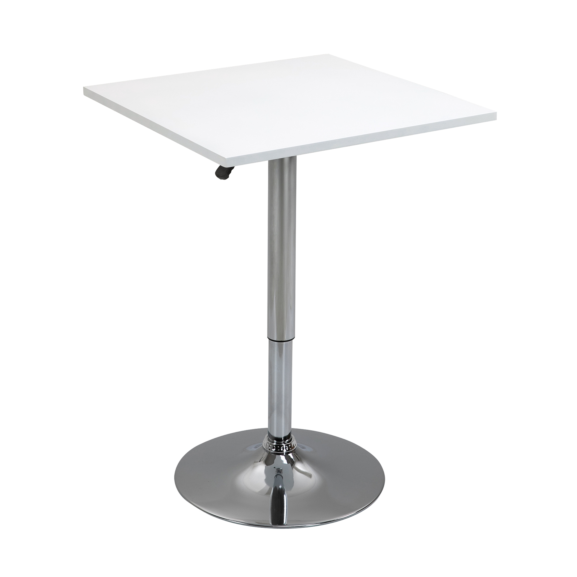 HOMCOM Mesa de Bar Ajustable en Altura, Tablero Giratorio 360°, Patas a Prueba de Arañazos, Base de Metal Estable, Blanco