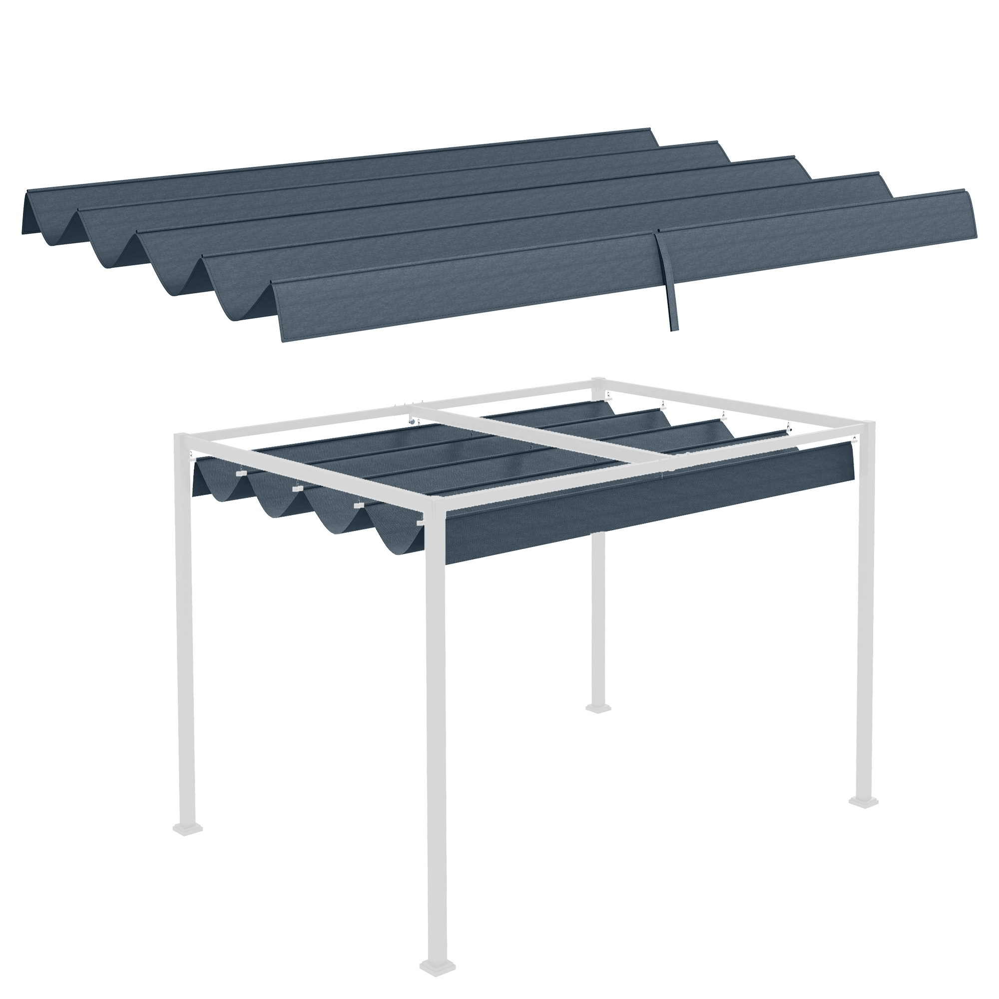 Image of Outsunny Copertura per Gazebo Pergola con 8 Fori di Drenaggio, in Poliestere UV30+, 286x245 cm, Grigio Scuro Aosom006